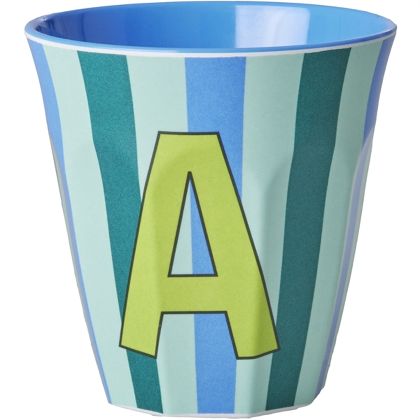 RICE Bluish Stripes Melamine Alphabet Cup