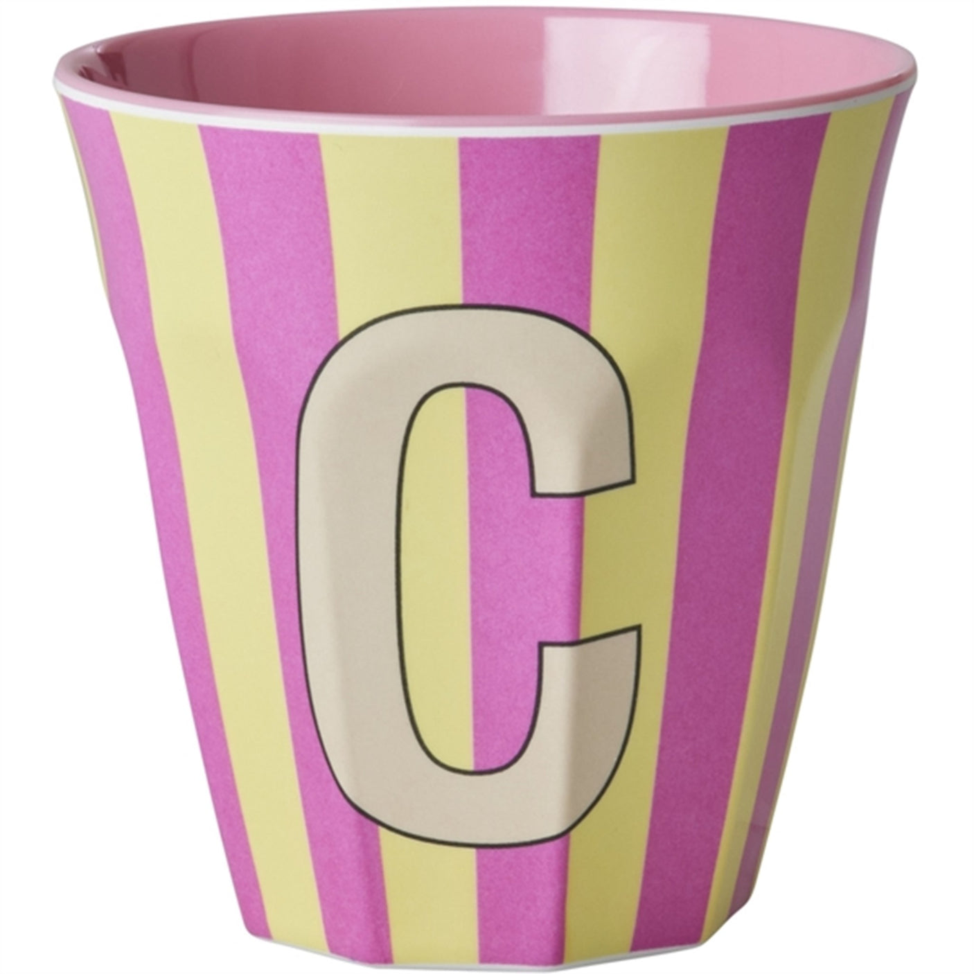 RICE Pinkish Stripes Melamine Alphabet Cup