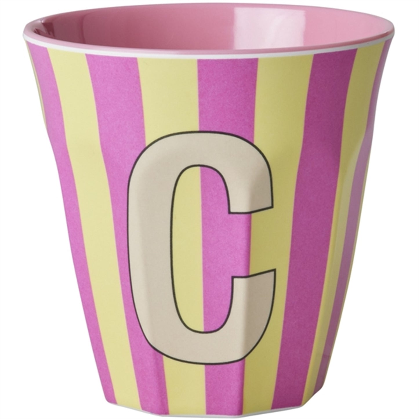 RICE Pinkish Stripes Melamine Alphabet Cup