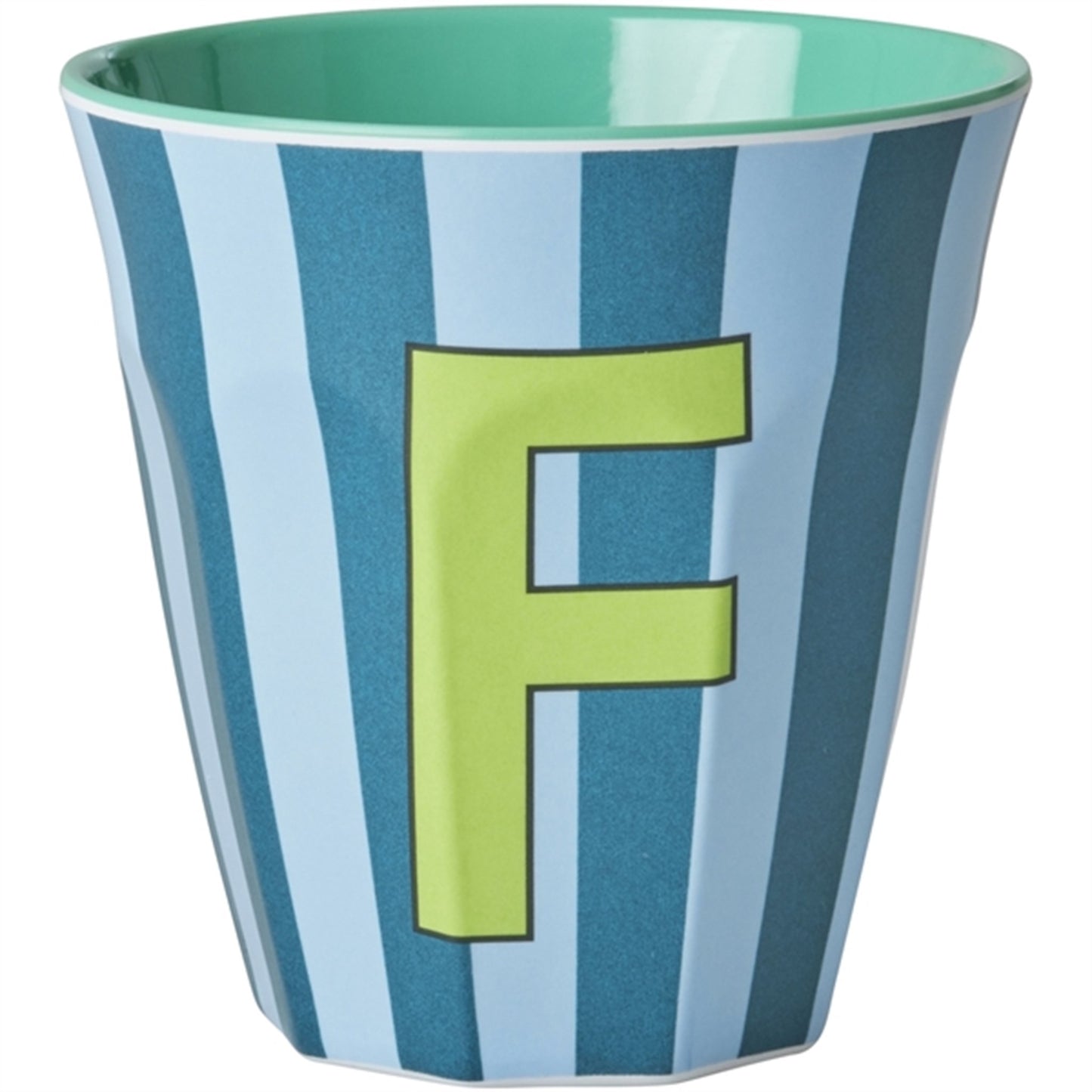 RICE Bluish Stripes Melamine Alphabet Cup
