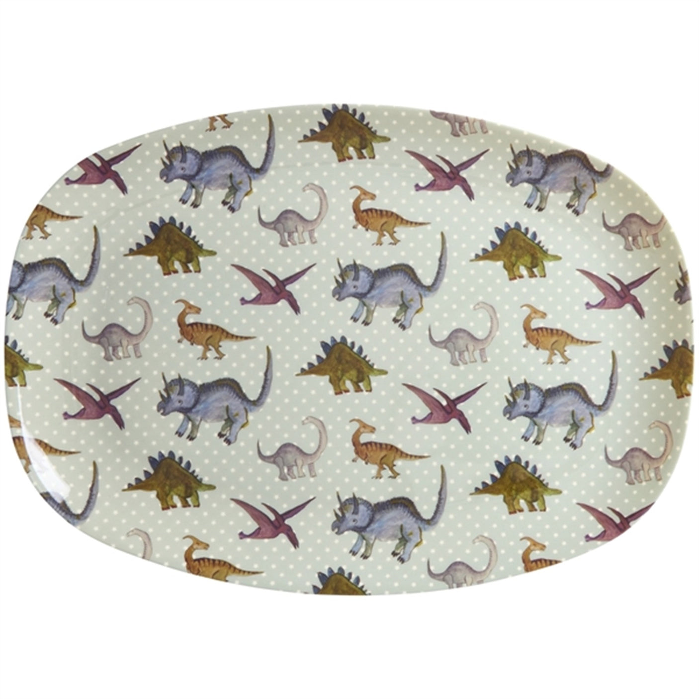 RICE New Dino Print Melamine Rectangular Plate