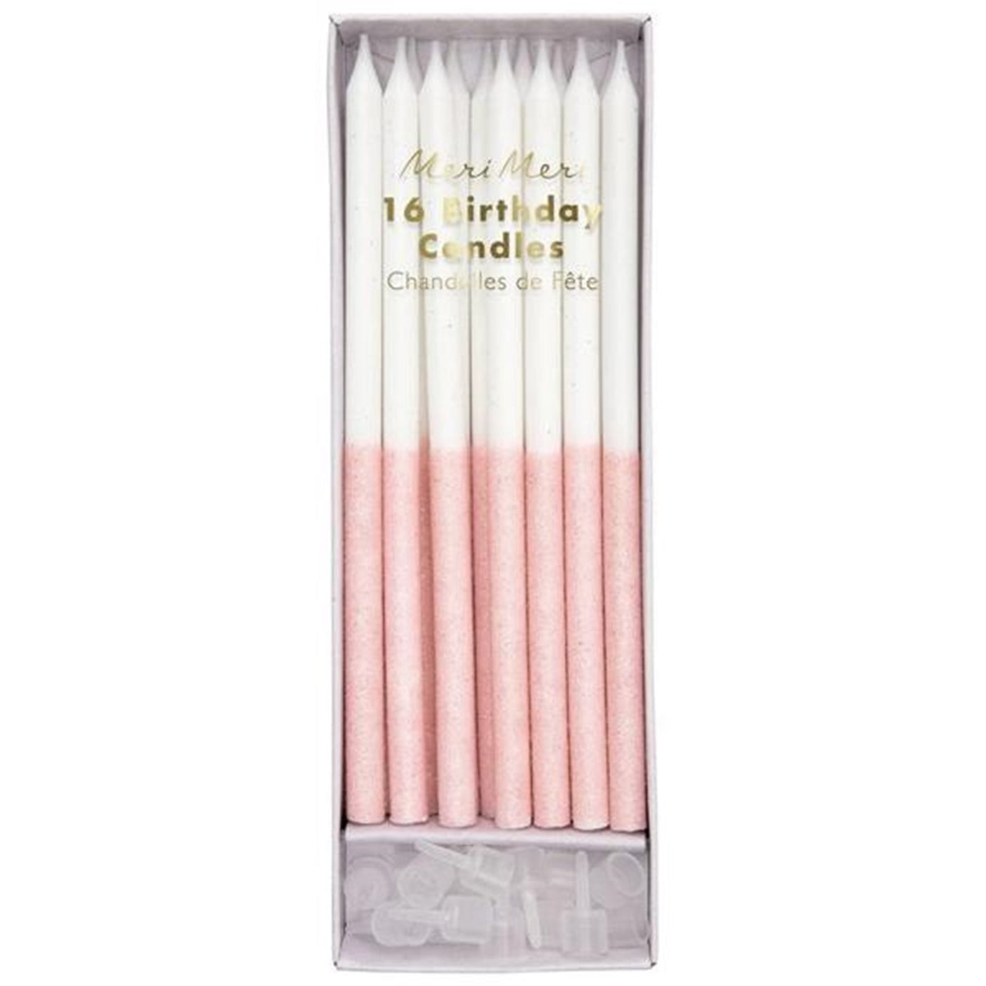 Meri Meri Glitter Birthday Candles Pale Pink 16 pcs
