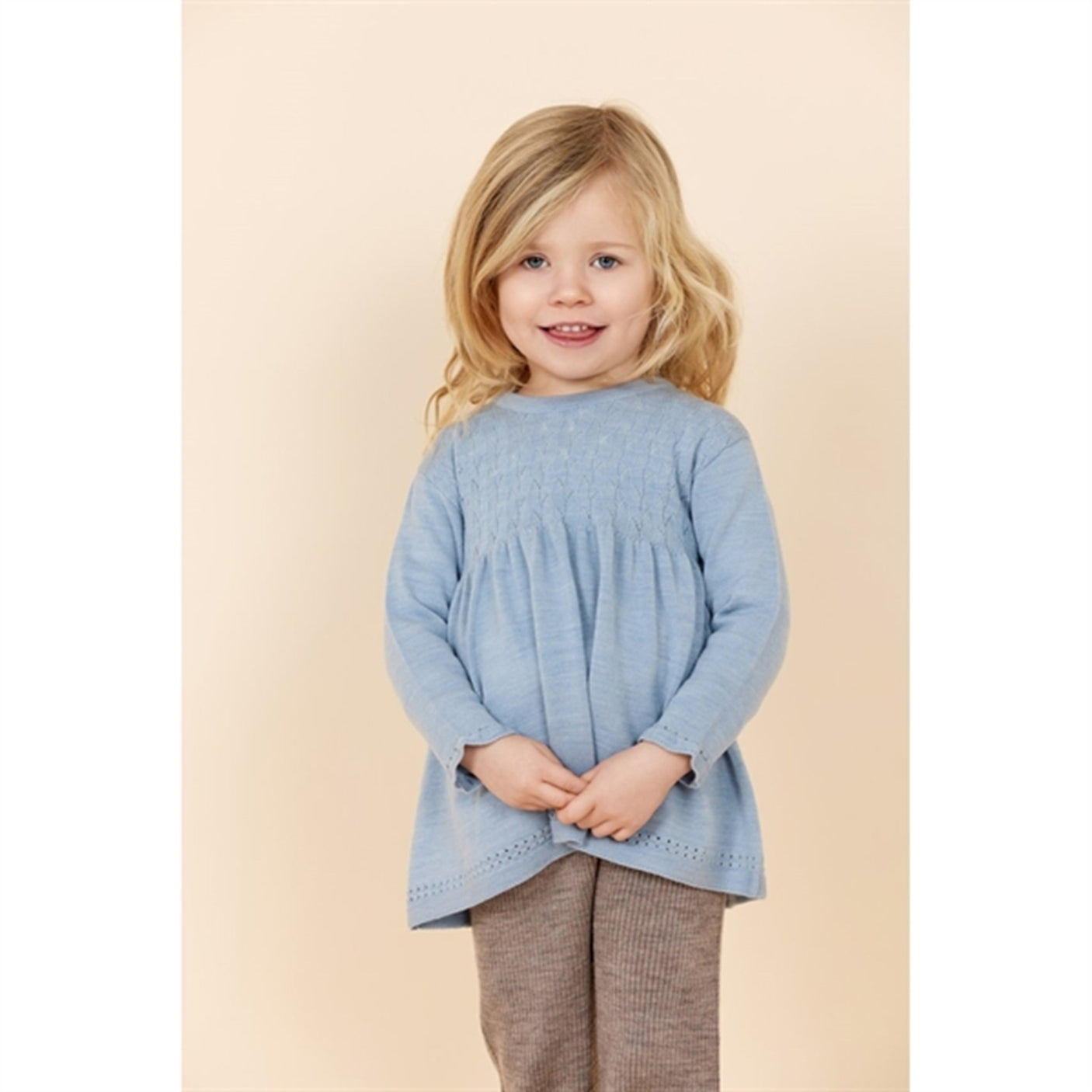 Copenhagen Colors Dusty Blue Merino Blouse Pointelle