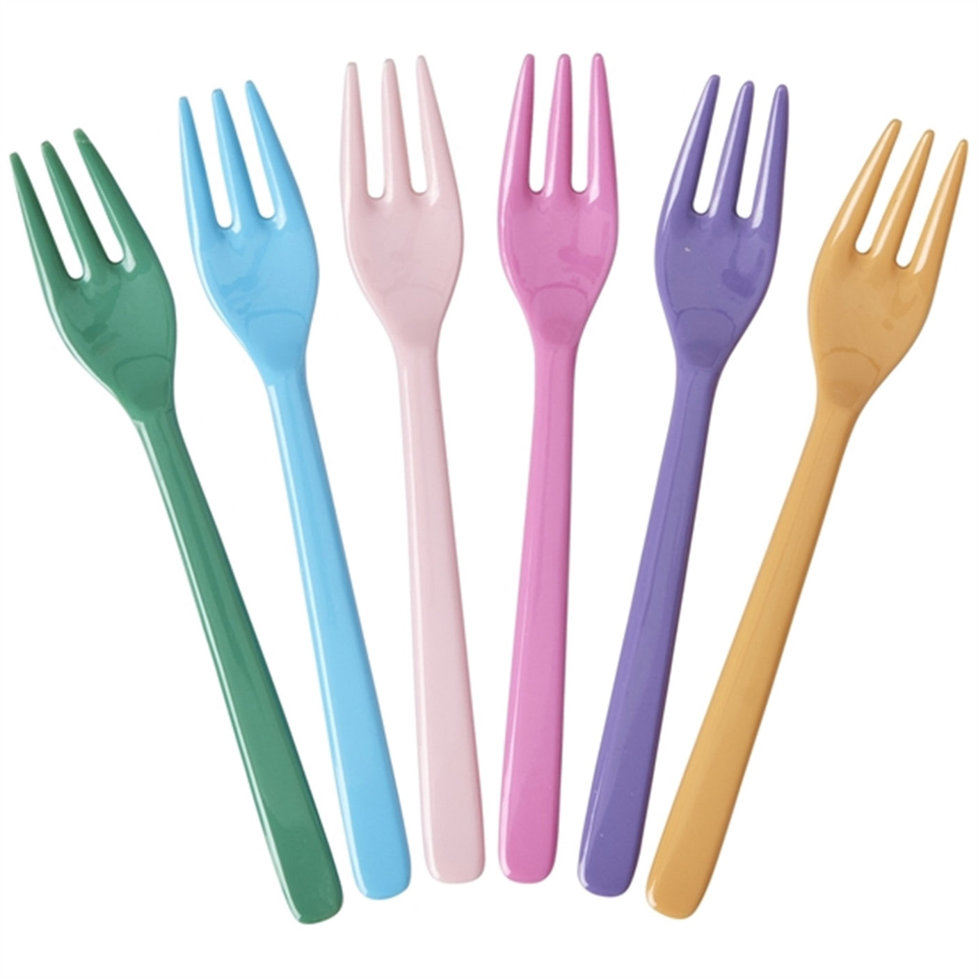 RICE Multicolor Melamine Cake Fork 6-pack