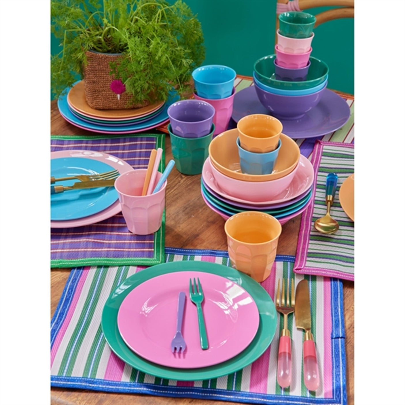 RICE Multicolor Melamine Cake Fork 6-pack