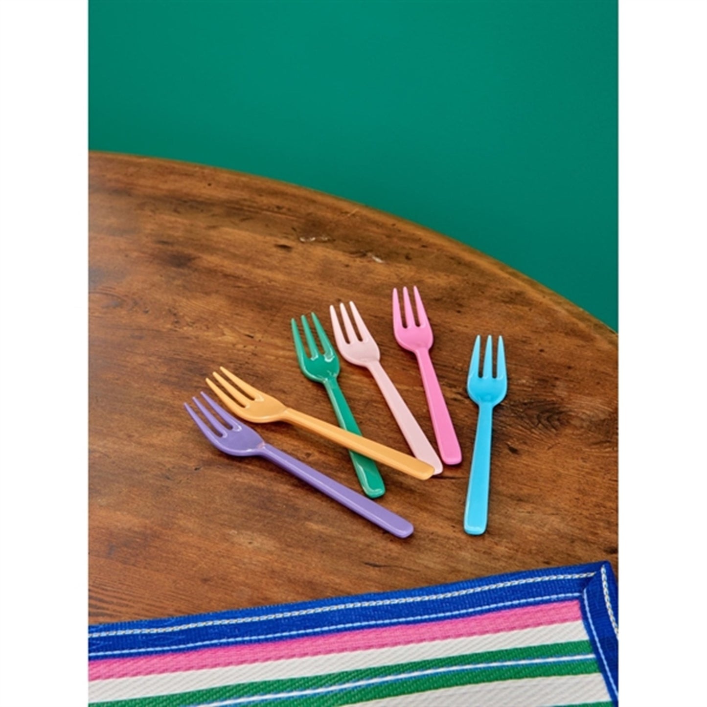 RICE Multicolor Melamine Cake Fork 6-pack