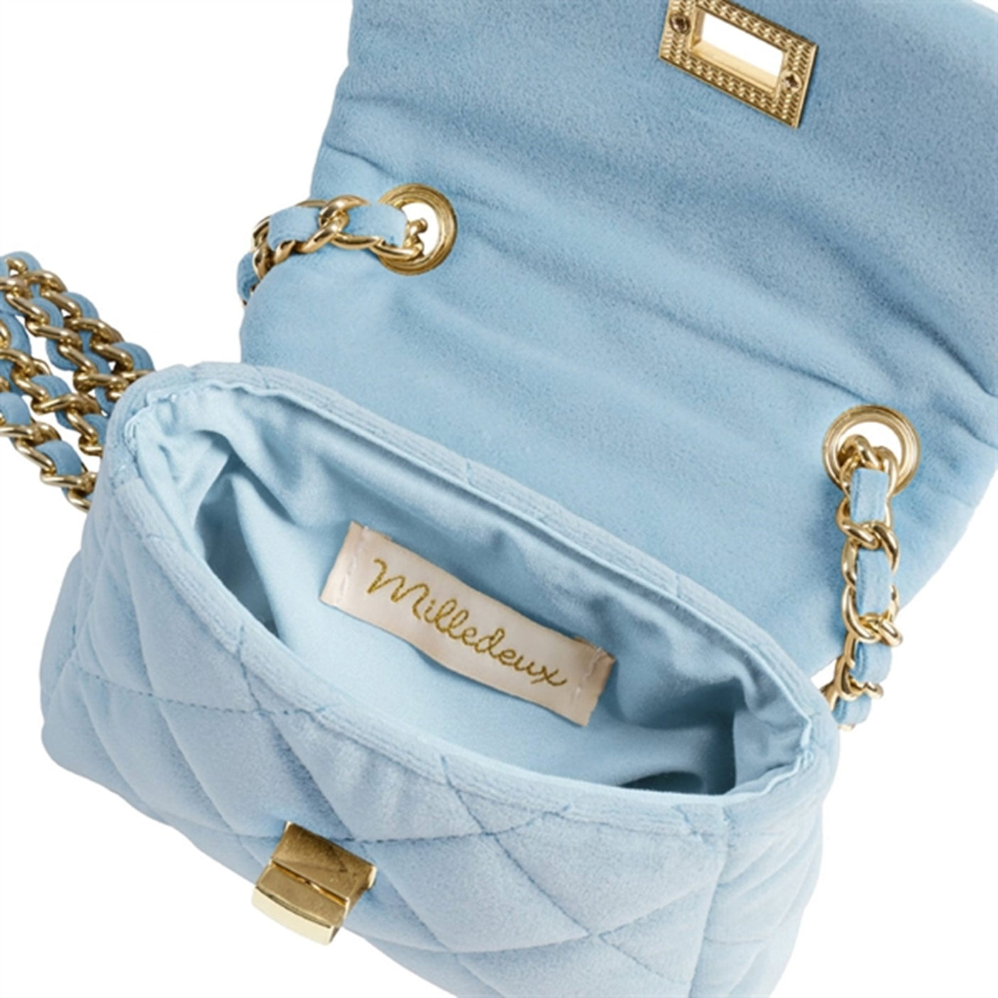 Milledeux Small Velvet Bag Light Blue