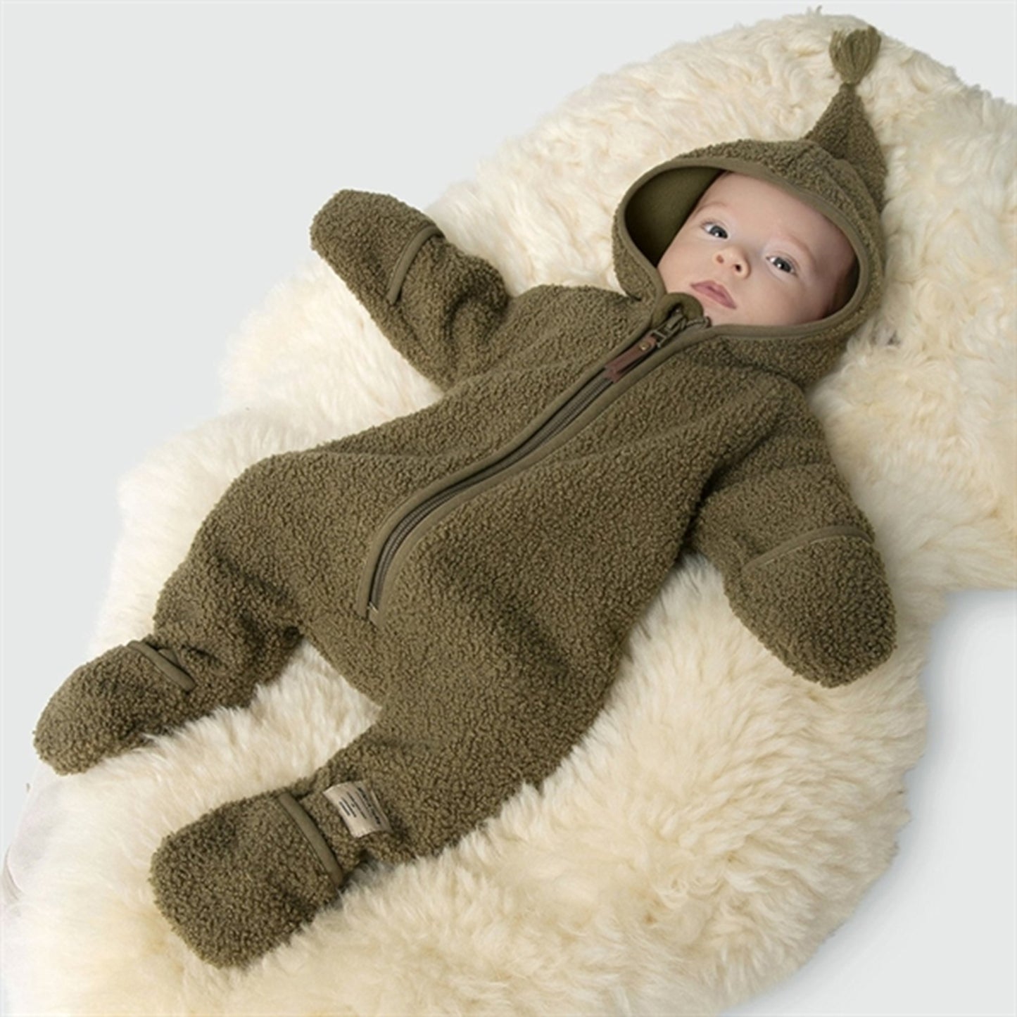 MINI A TURE Adel Teddy Fleece Jumpsuit Capers Green
