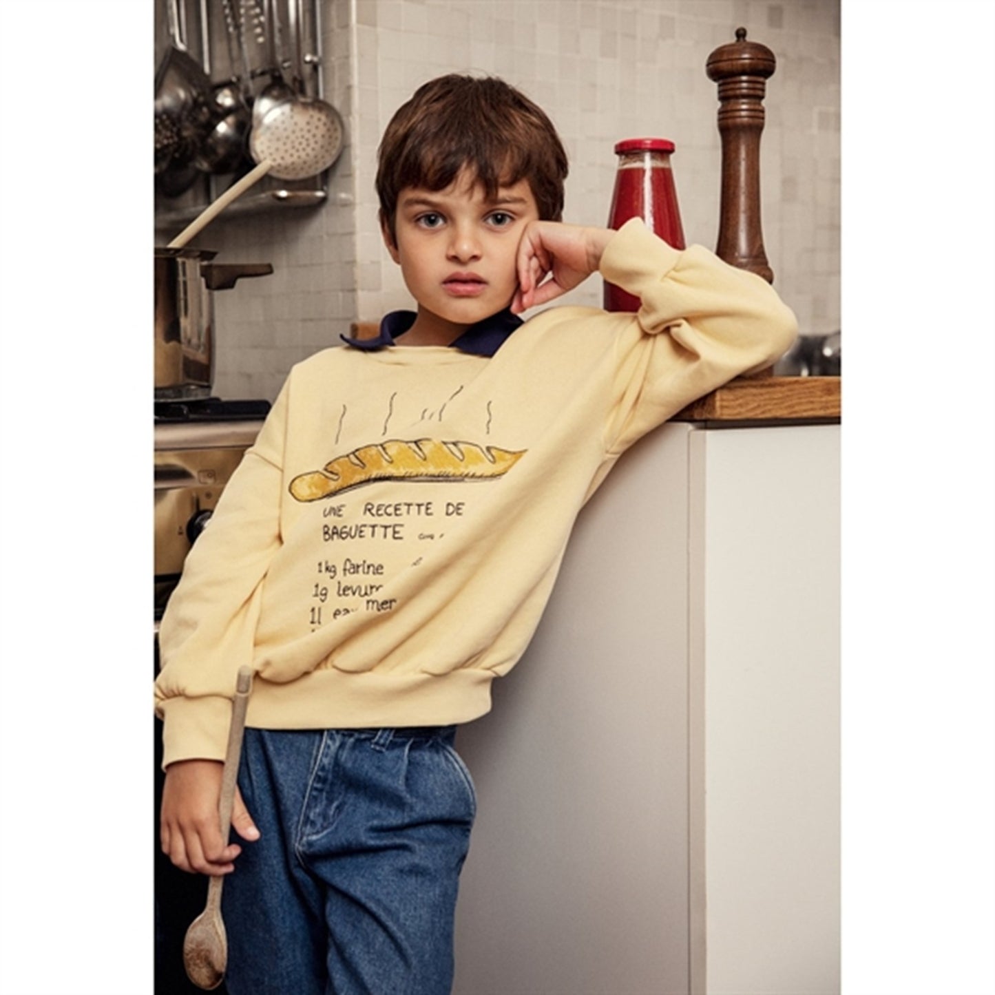 Mini Rodini Baguette Emb Collar Sweatshirt Yellow