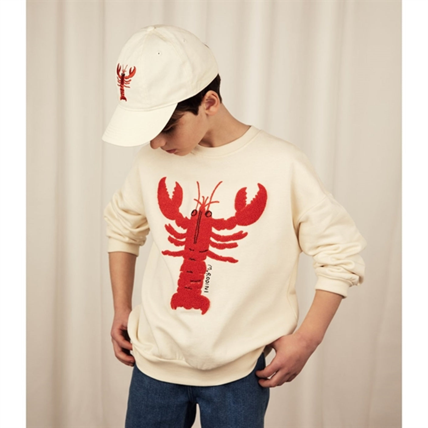Mini Rodini Lobster Chenille Emb Sweatshirt White