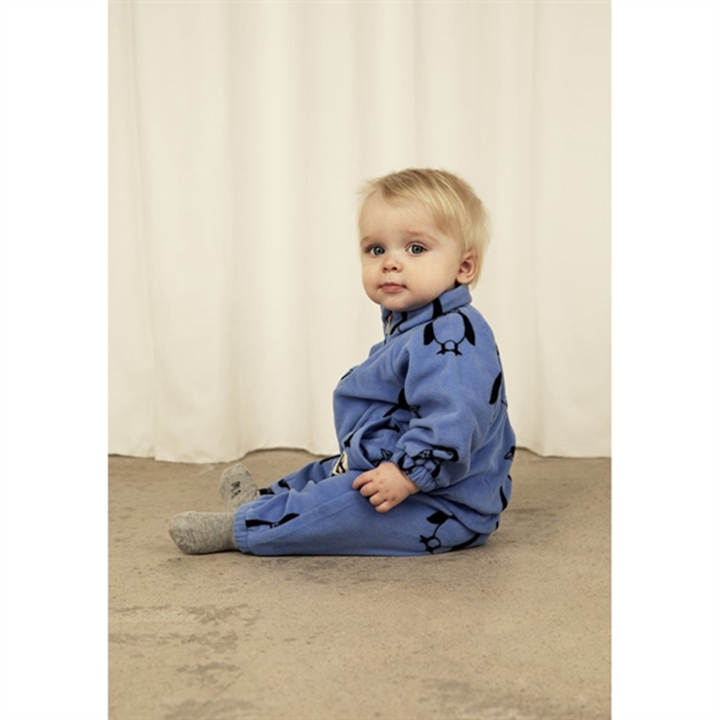 Mini Rodini Penguin Fleece Jacket Blue
