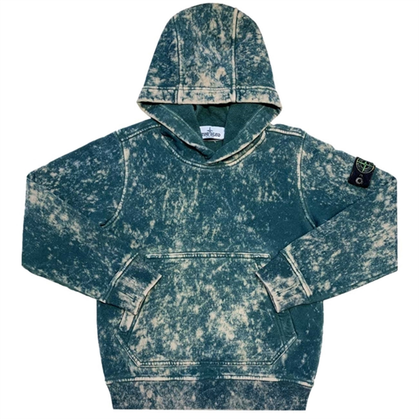 Stone Island Junior Hoodie Distressed Green