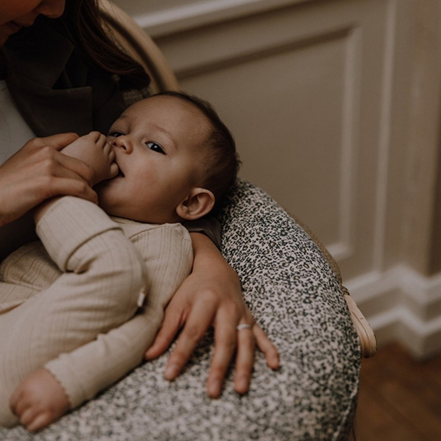 That's Mine Nursing Pillow Moon Flores Sandshell/Blue