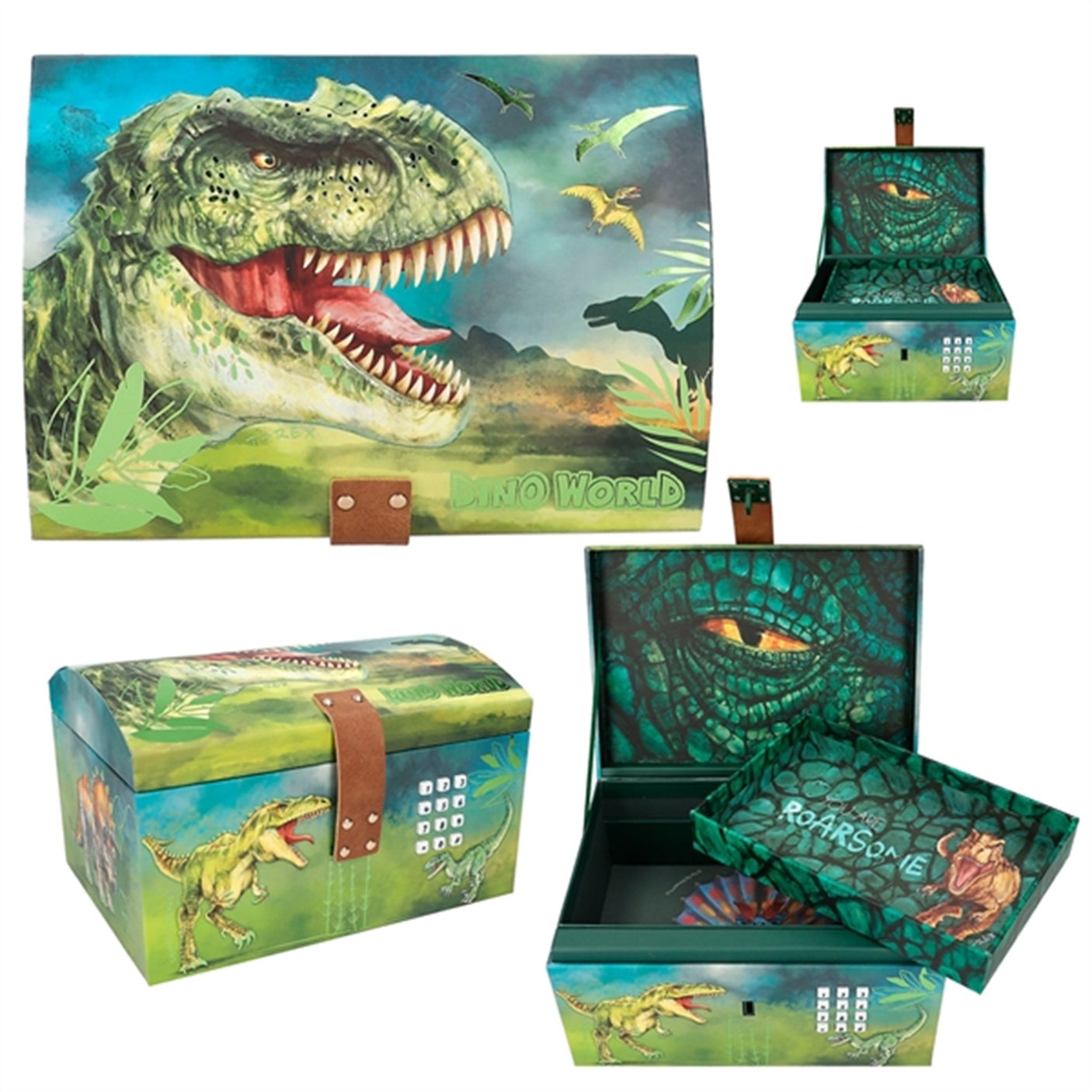 Dino World Treasure Chest w. Code, Lights and Sound