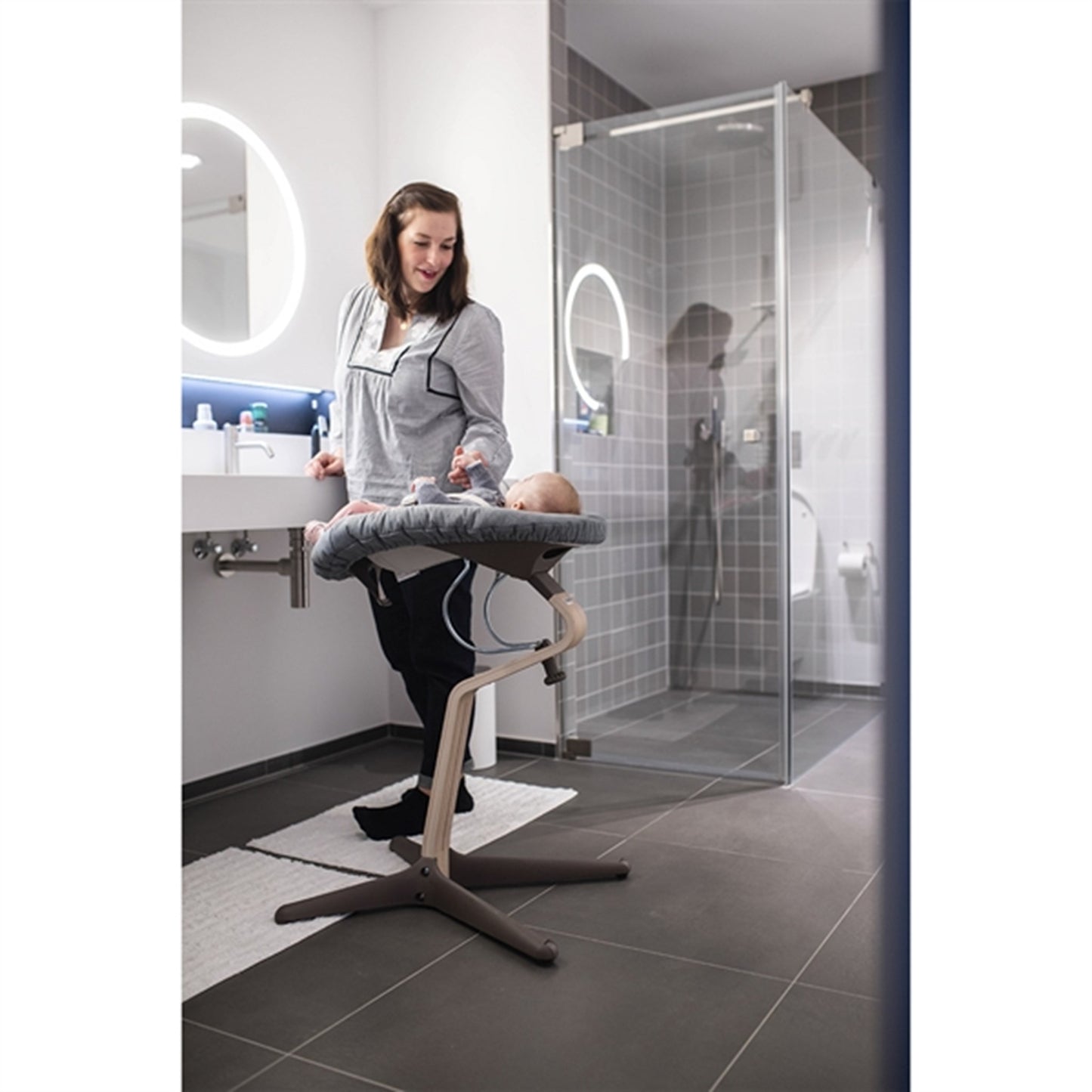 Nomi Baby Mattress Dark Grey/Pale Pink