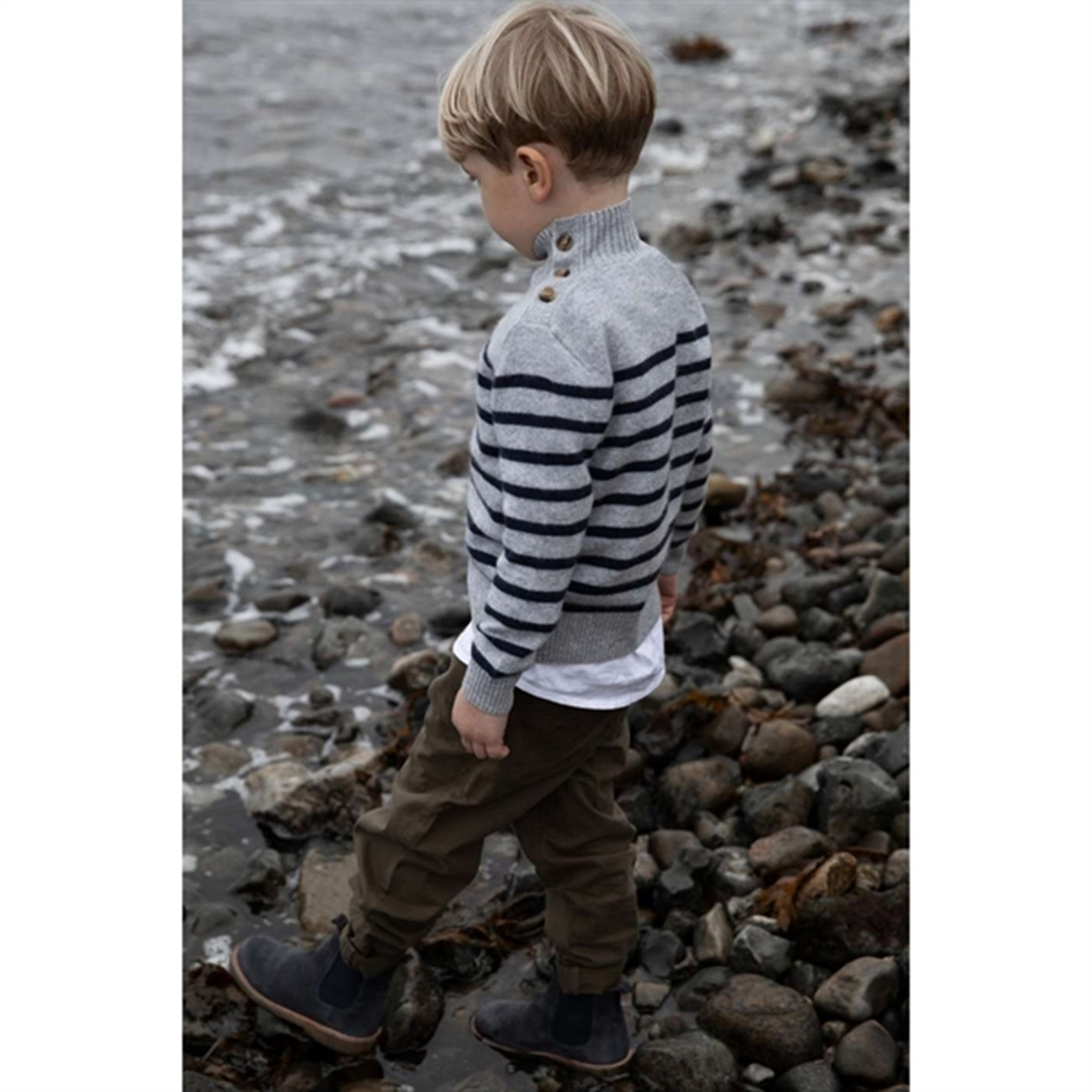 HOLMM Oxford Stripe Opal Cashmere Knit Pullover