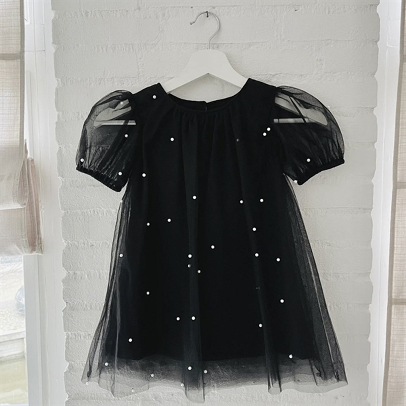 Dolly by Le Petit Tom Pearl Tulle Puff Aline Dress Black