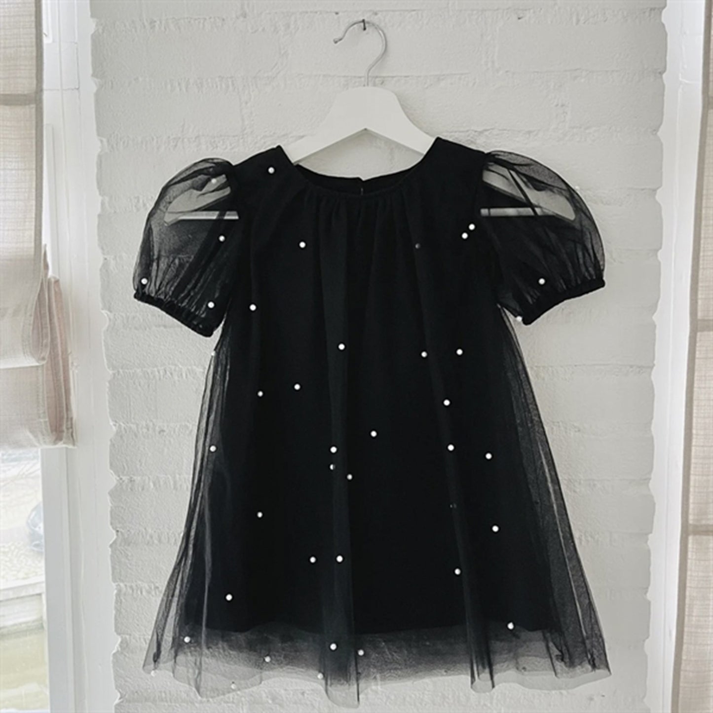 Dolly by Le Petit Tom Pearl Tulle Puff Aline Dress Black