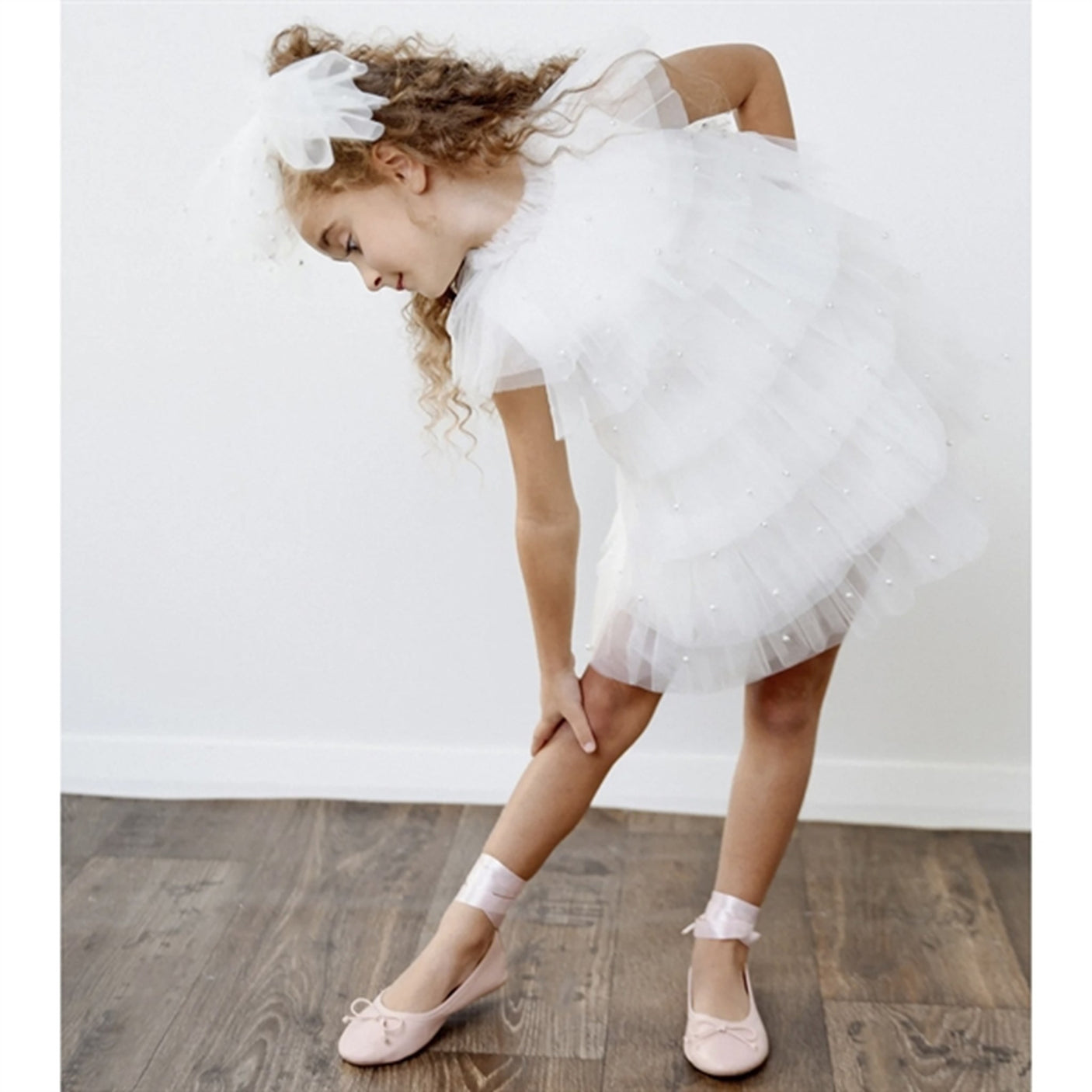Dolly by Le Petit Tom Pearl Tutully Tiered Tulle Tuttu Dress White
