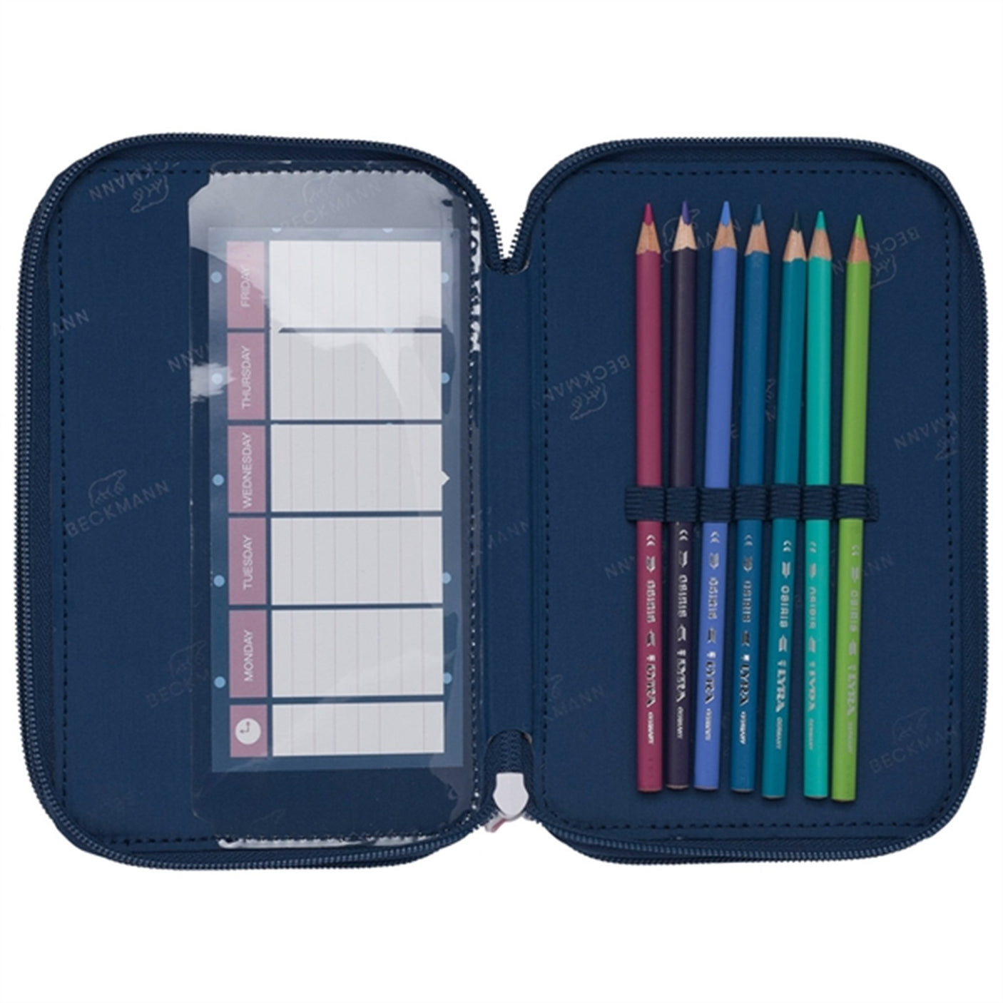 Beckmann Three Section Pencil Case Pet Friends Blue 2
