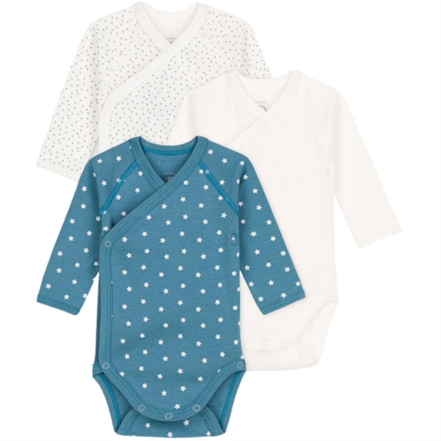 Petit Bateau Bodies ML 3 Pack Blue/White
