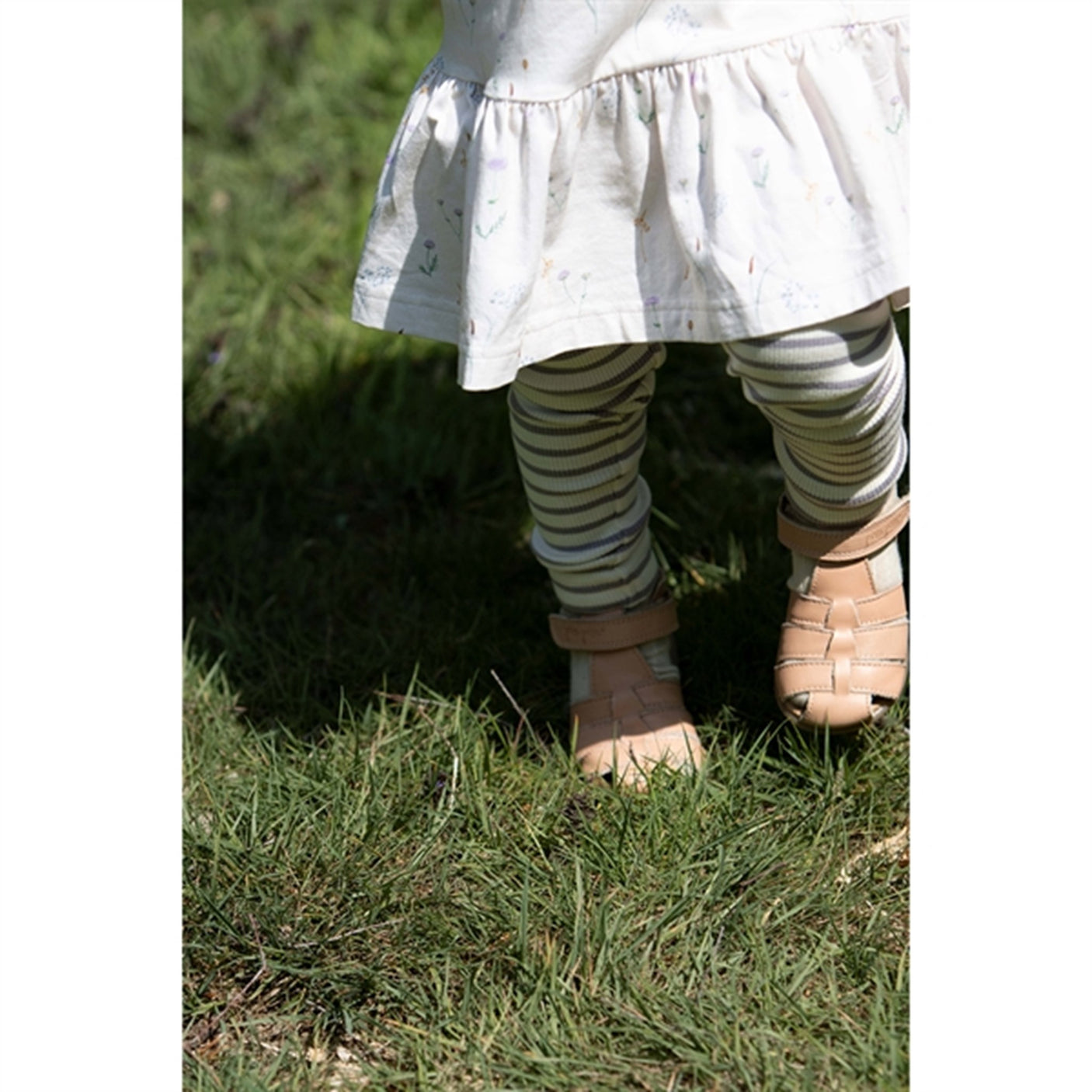 Petit Piao Dusty Lavender/Offwhite Leggings Modal Striped