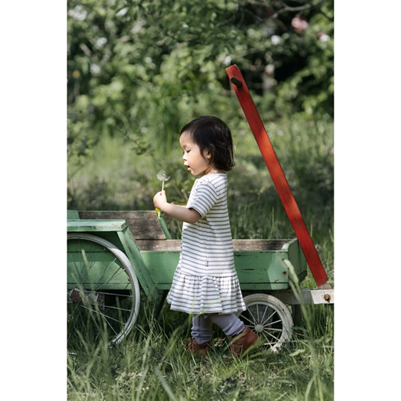 Petit Piao Dusty Lavender/Offwhite Dress S/S Modal Striped