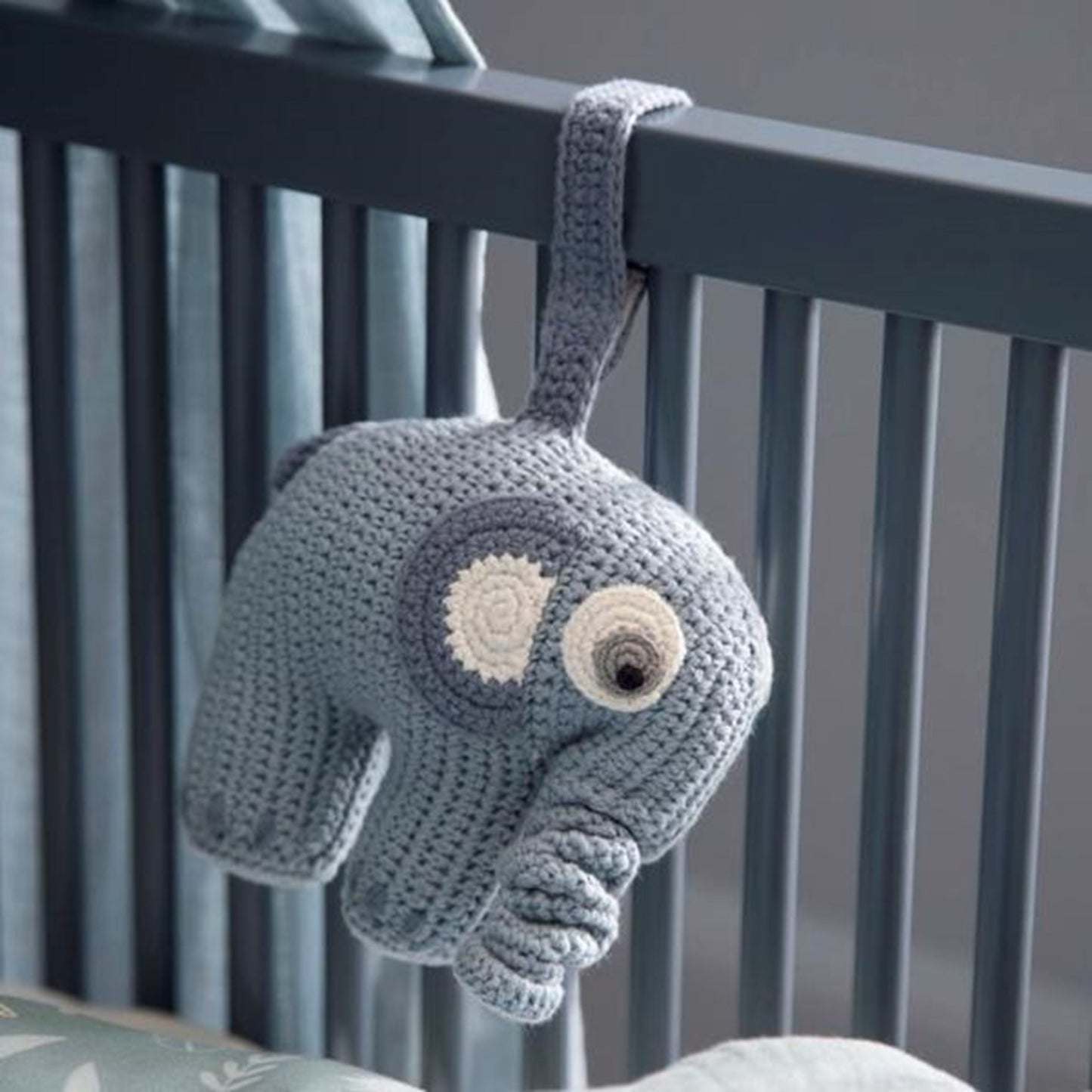 Sebra Music Mobile Knitted Elephant Powder Blue 2