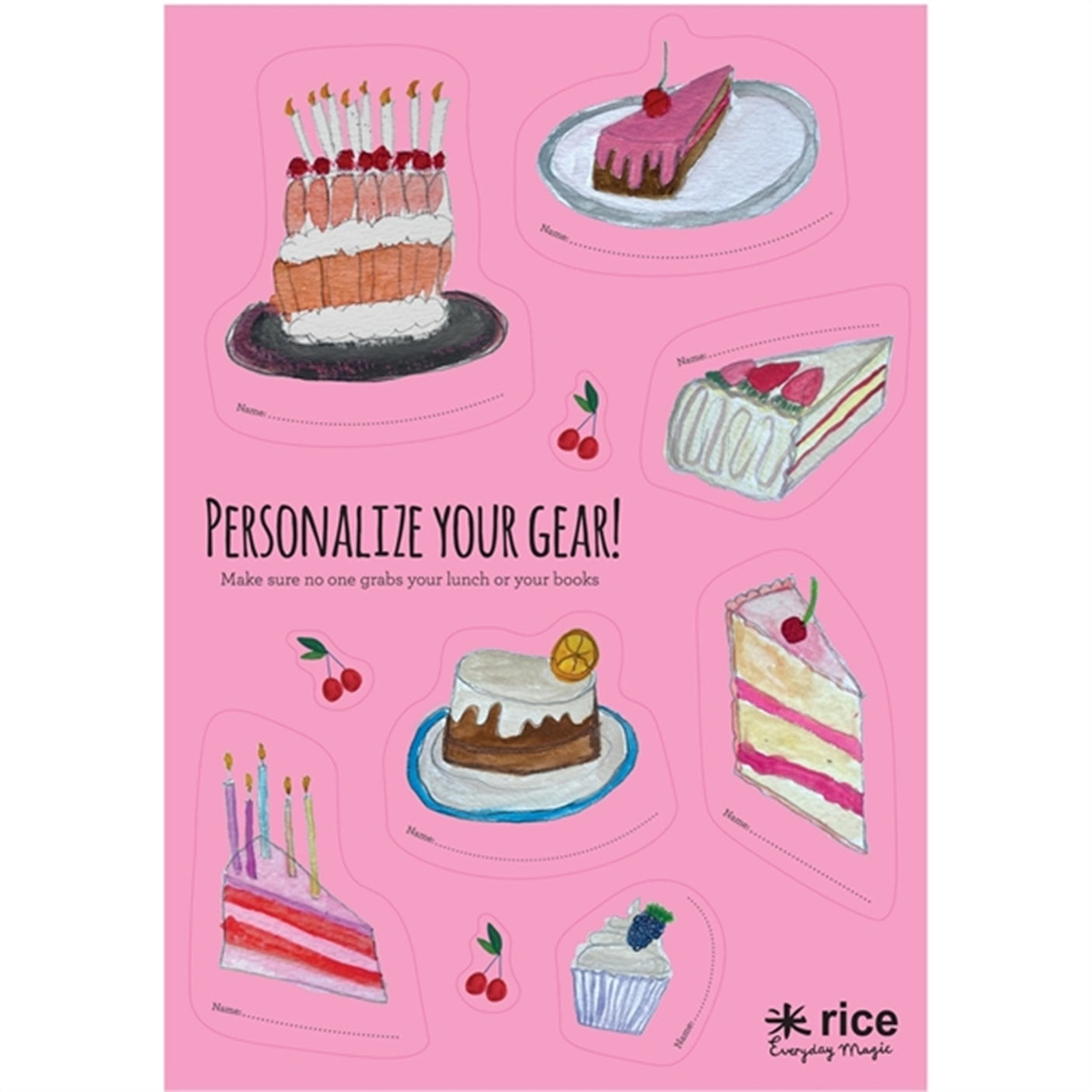 RICE Cake Theme Stickers for Lunchbox