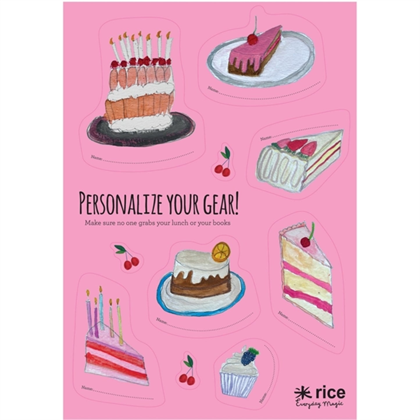 RICE Cake Theme Stickers for Lunchbox