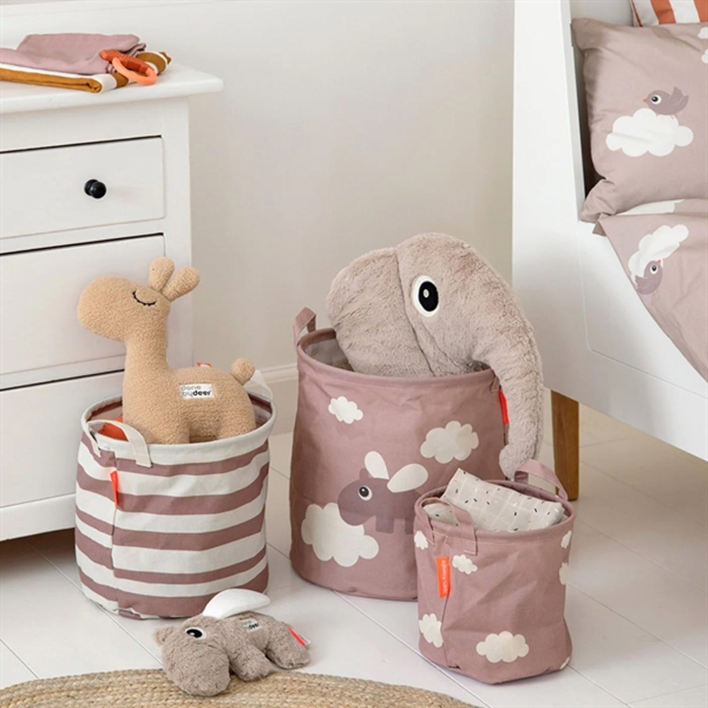 Done by Deer Storage Basket 3-pack Happy Clouds Powder