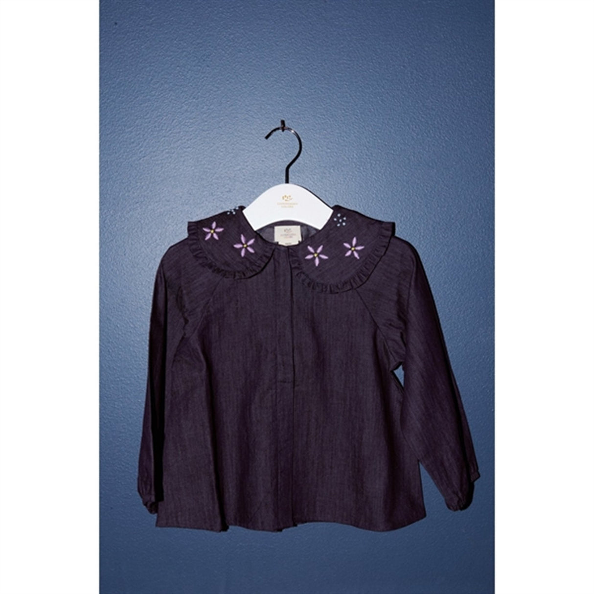 Copenhagen Colors Dk Denim Blue Denim Blouse w. Embroidery