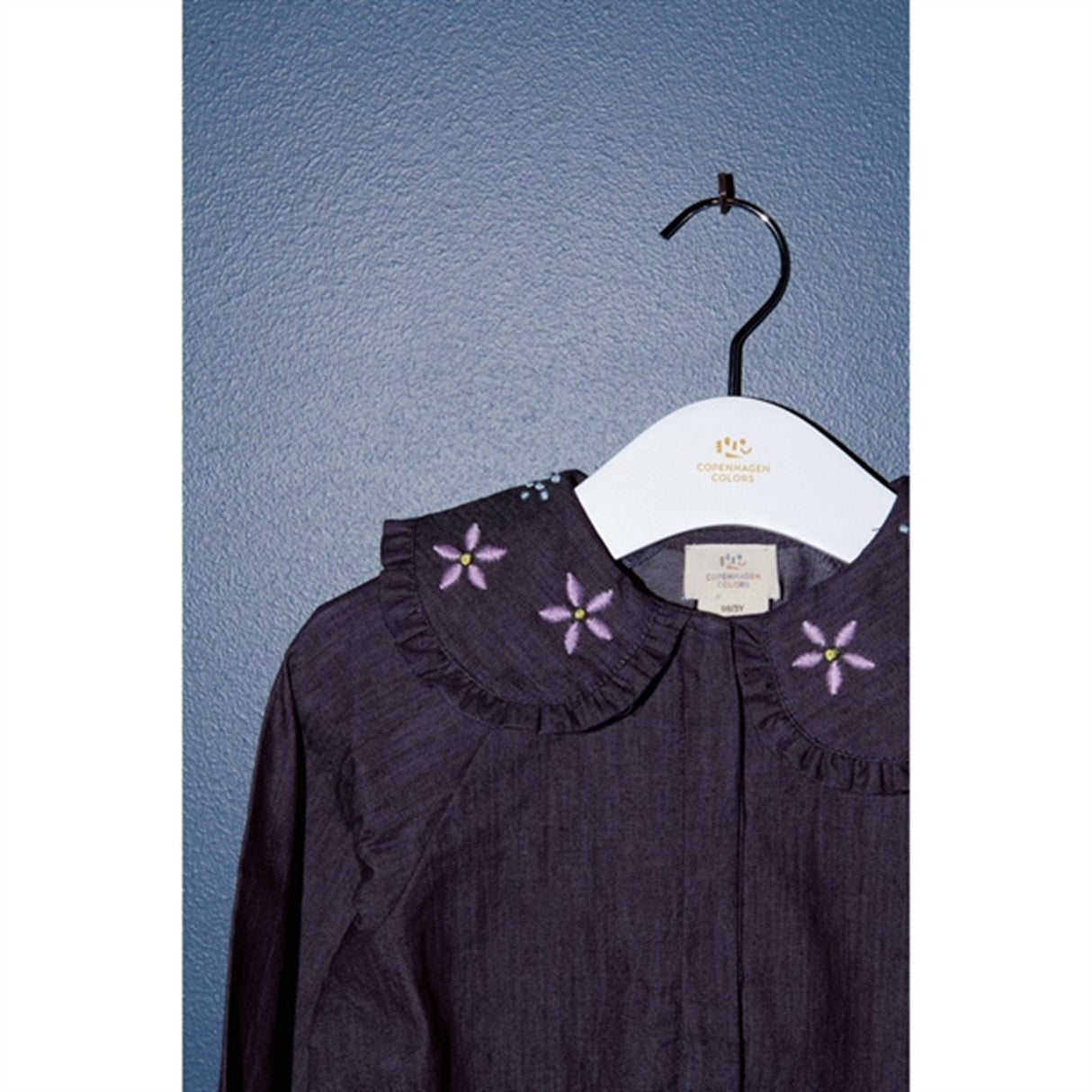 Copenhagen Colors Dk Denim Blue Denim Blouse w. Embroidery