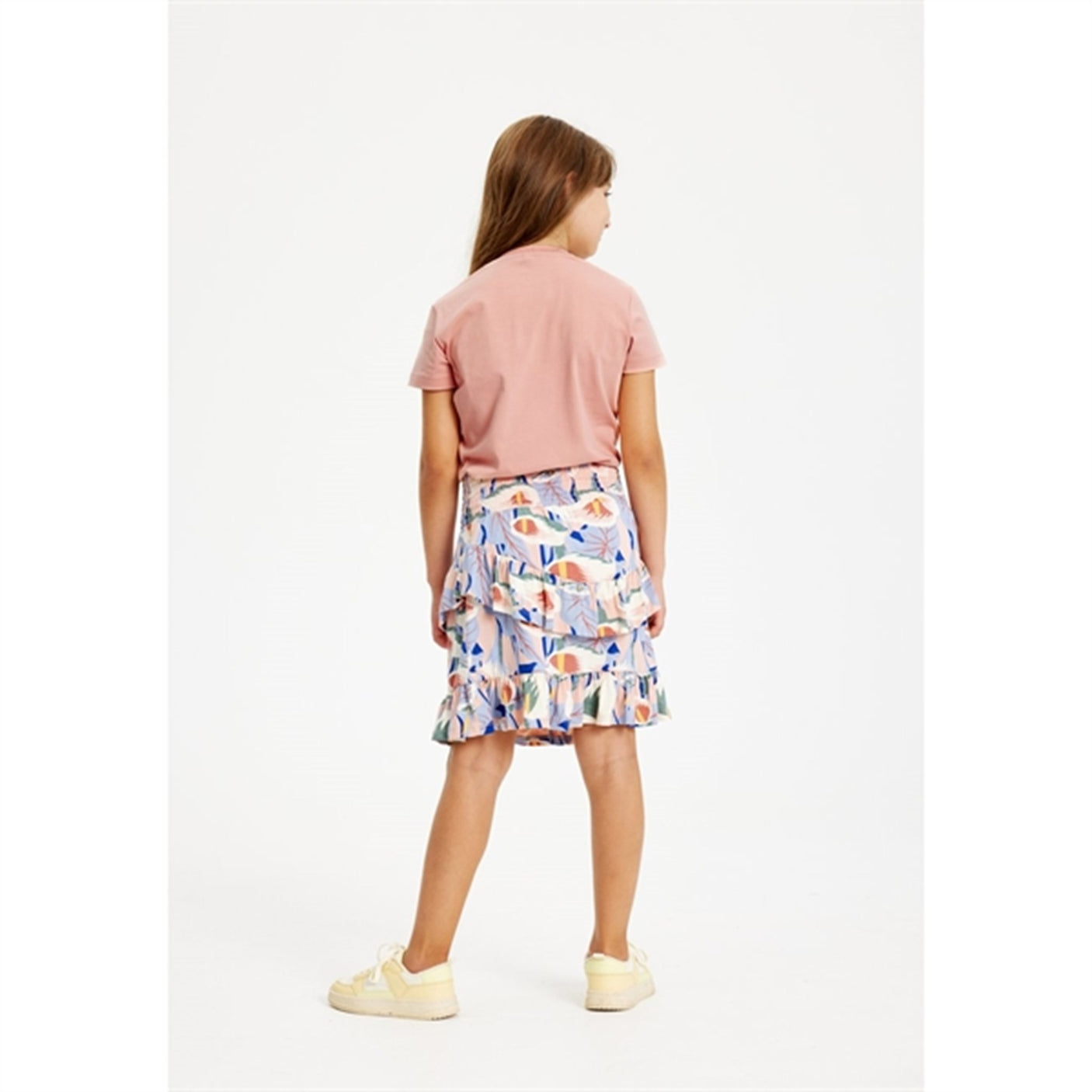 THE NEW Peach Beige Flower AOP Gwyneth Skirt