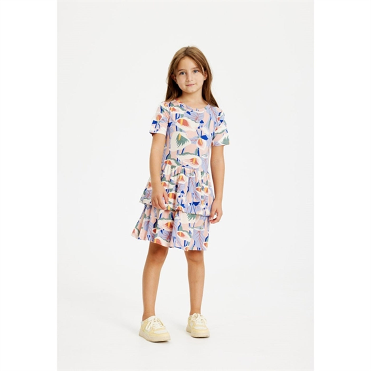 THE NEW Peach Beige Flower AOP Gwyneth Dress