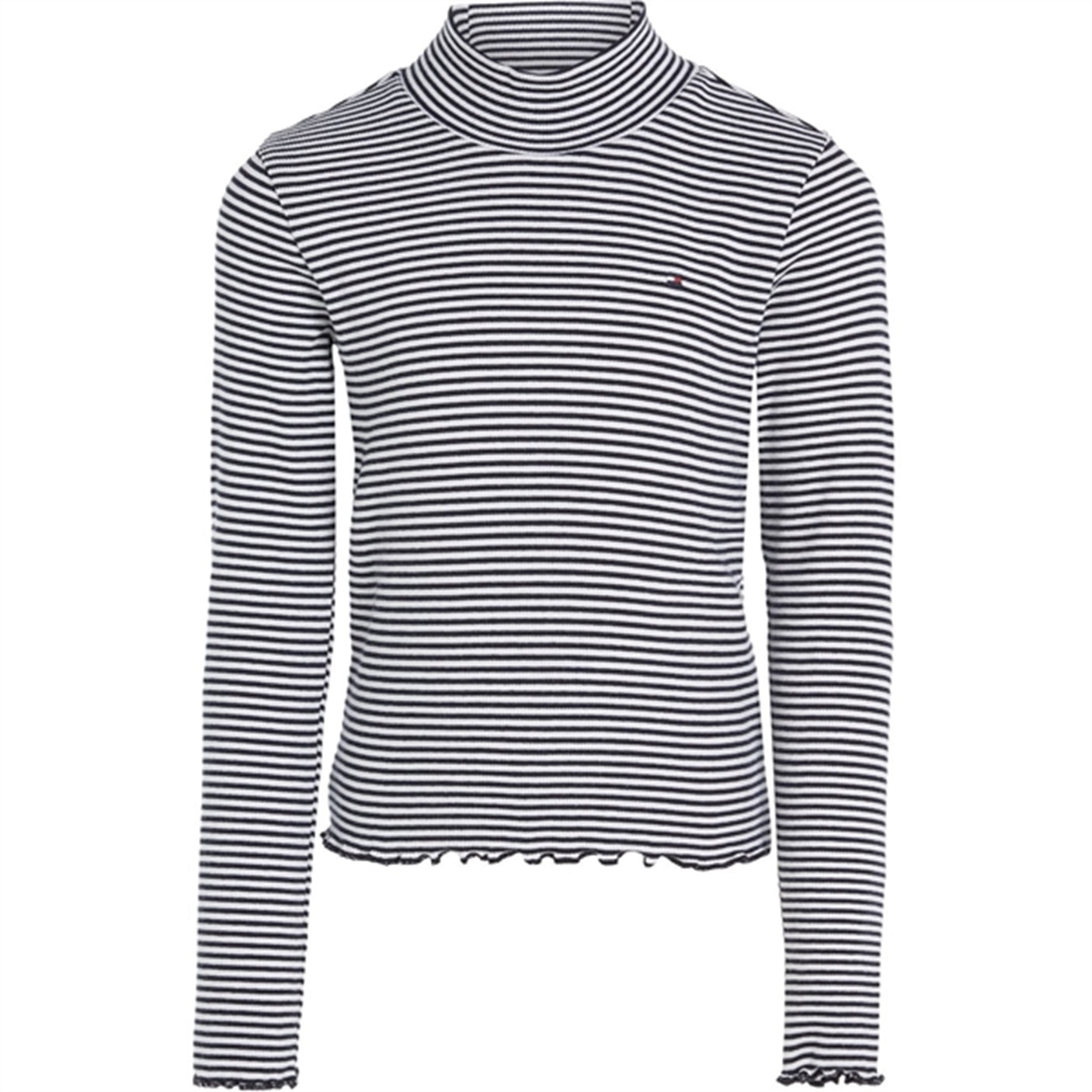 Tommy Hilfiger Stripe Mock Blouse White / Desert Sky Stripe