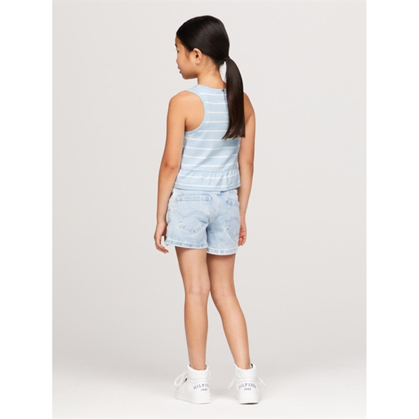 Tommy Hilfiger Peplum Stripe Blouse Breezy Blue Stripe