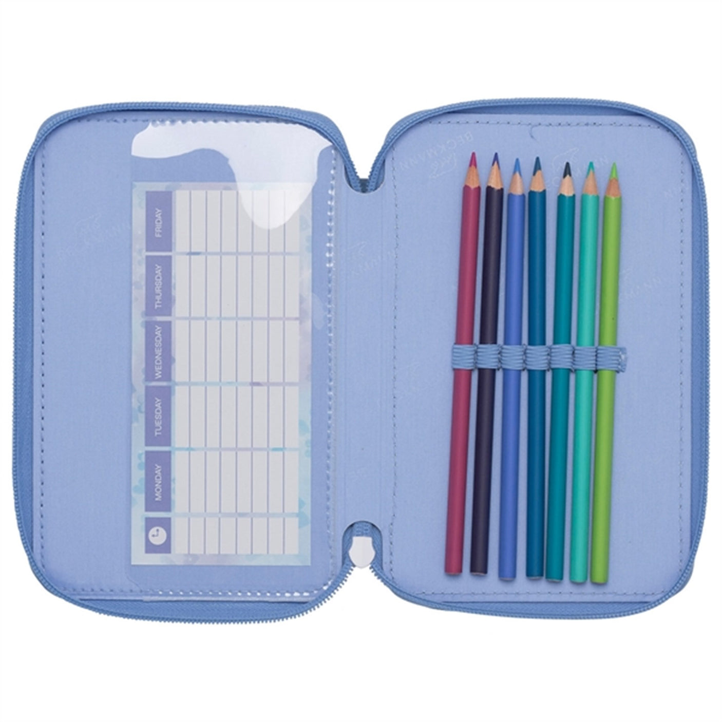Beckmann Three Section Pencil Case Unicorn Princess Ice Blue