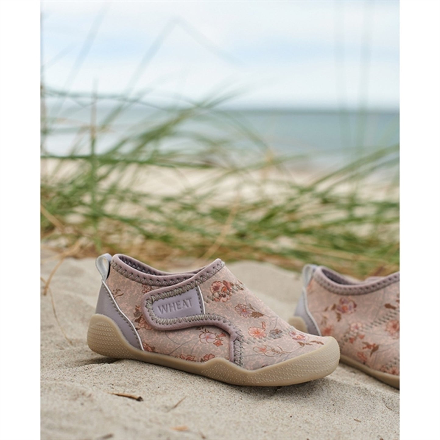 Wheat Swim Shoe Shawn Purple Poppy Flowers