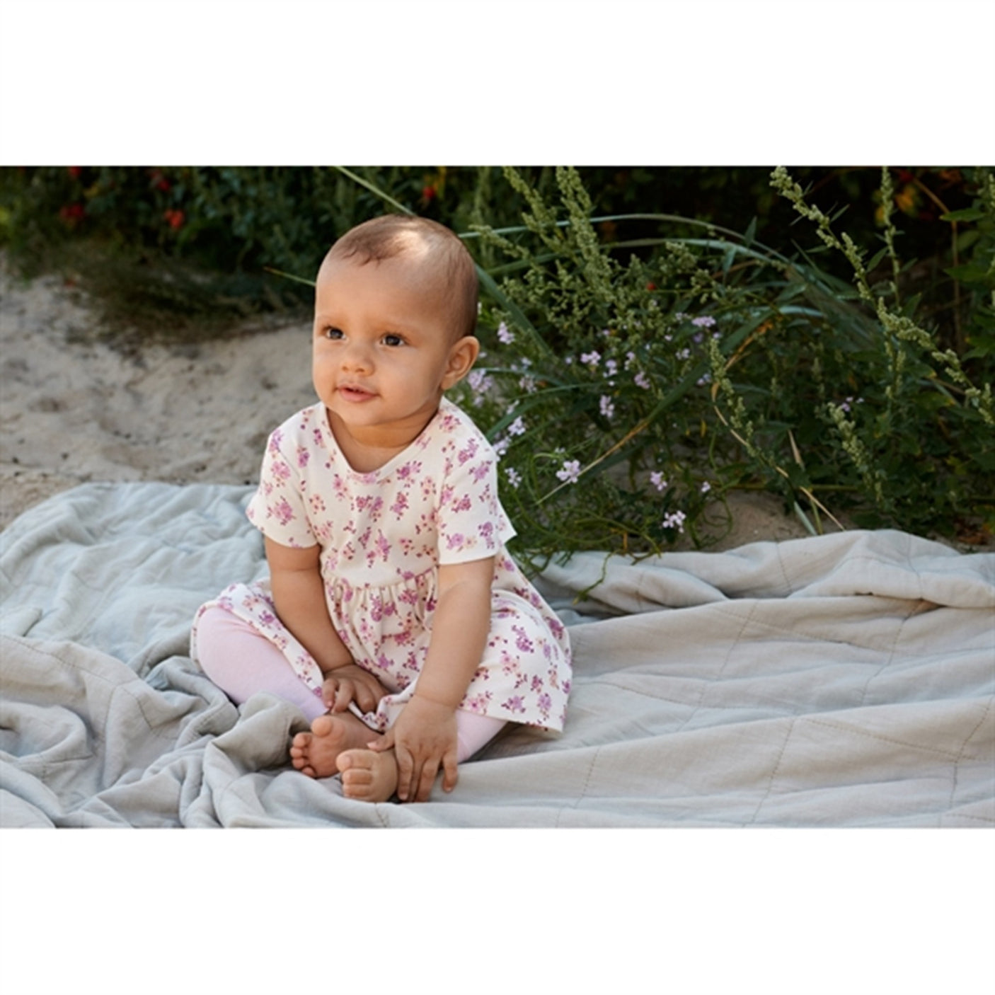 Wheat Shell Flowers Jersey Dress Nova