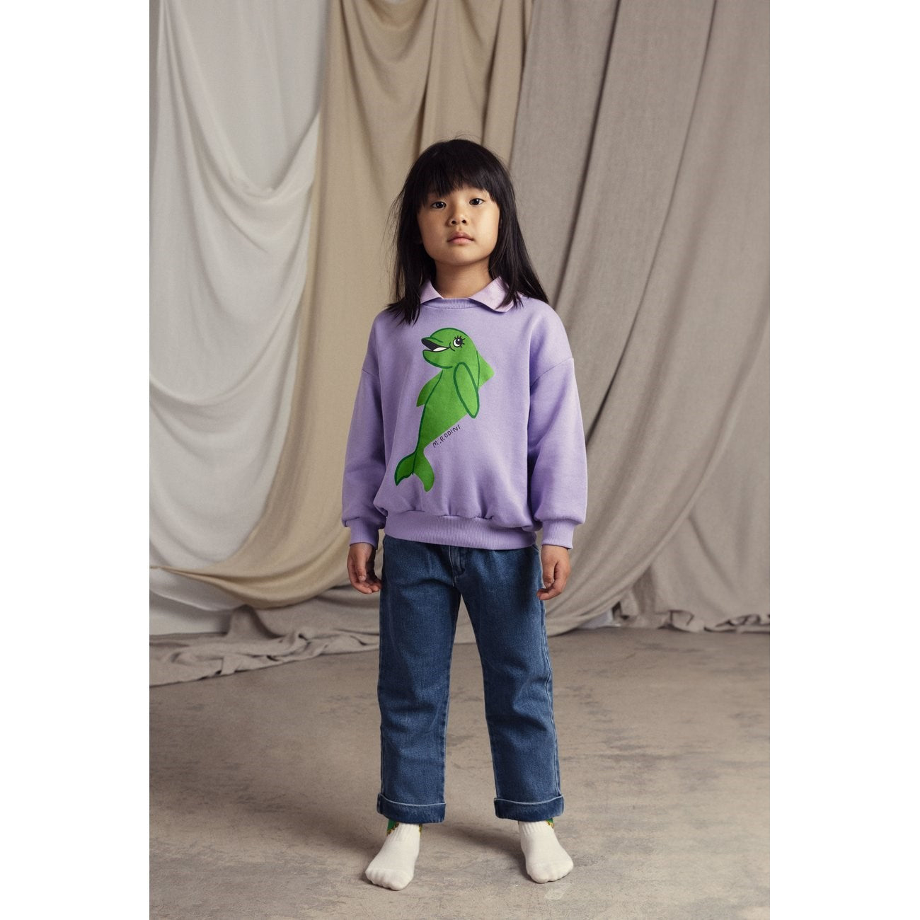 Mini Rodini Purple Dolphin Collar Sweatshirt
