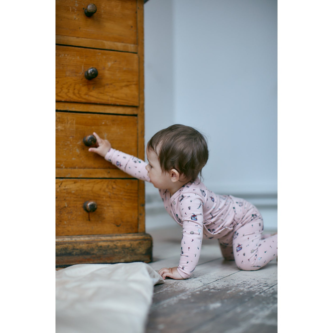 Copenhagen Colors Dusty Rose Tivoli Print Jersey Crossover Body W Print Ls