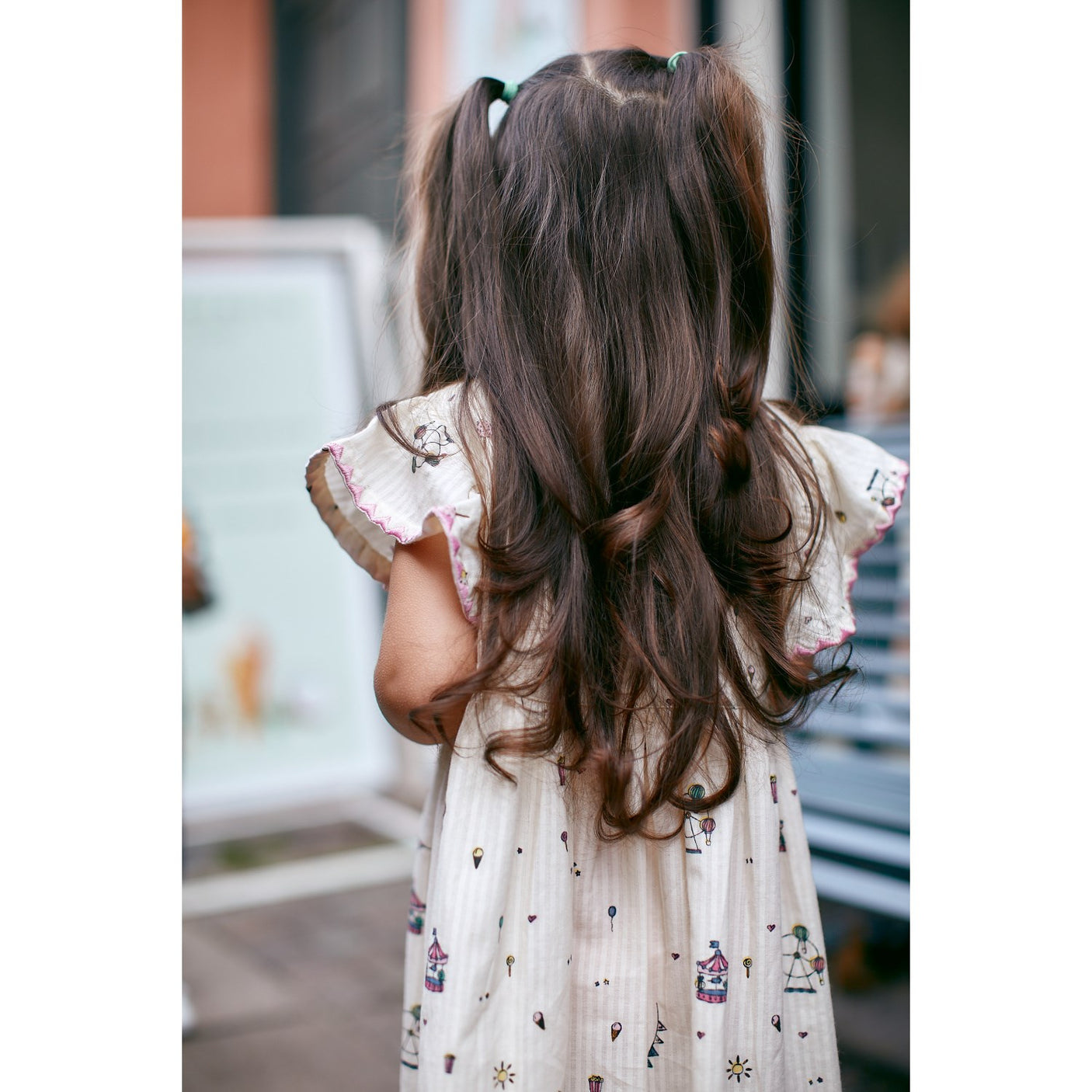 Copenhagen Colors Cream Tivoli Print Printed Dress W. Ruffle Sleeves