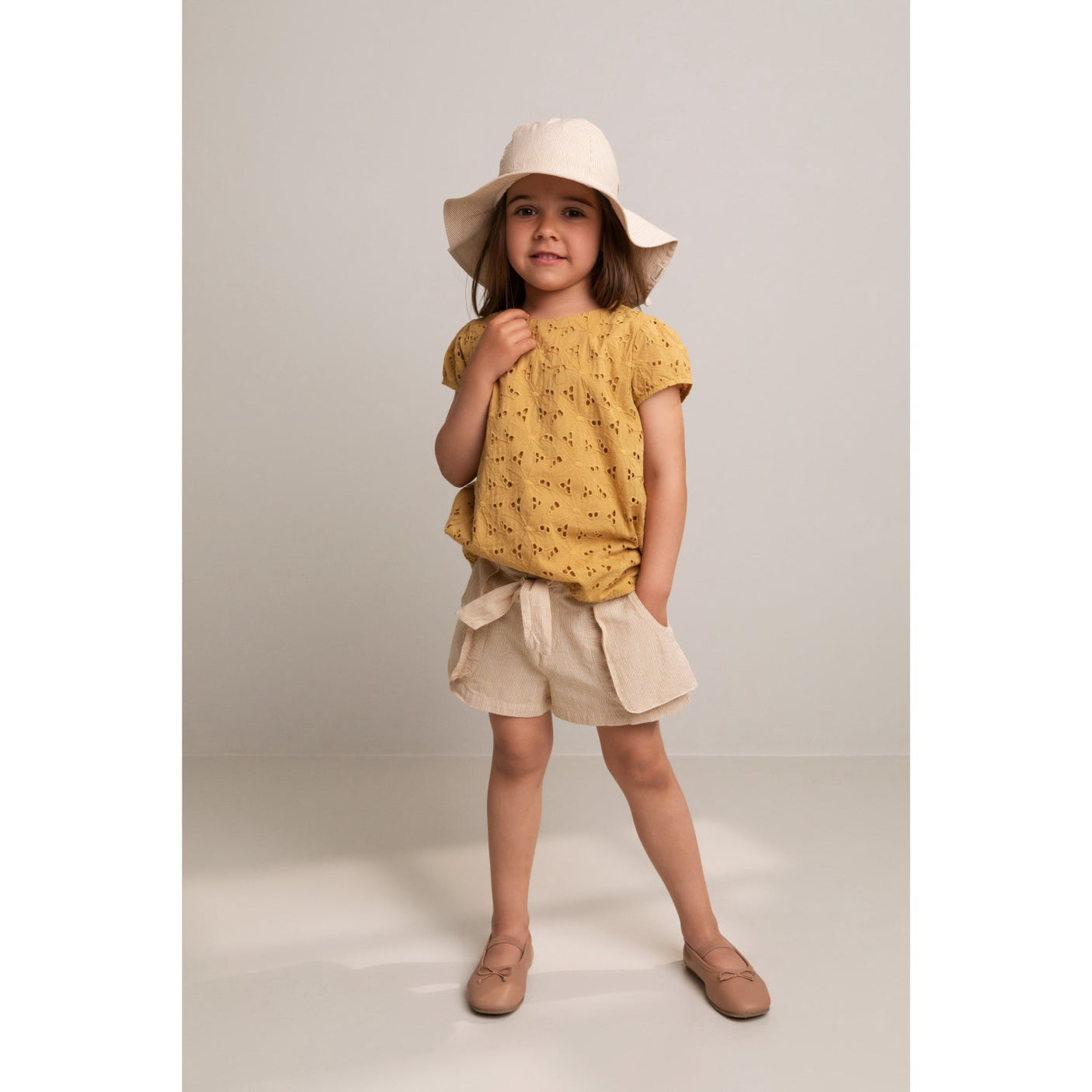 MarMar Fine Cotton Dijon Stripe Alba Long Sun Hat
