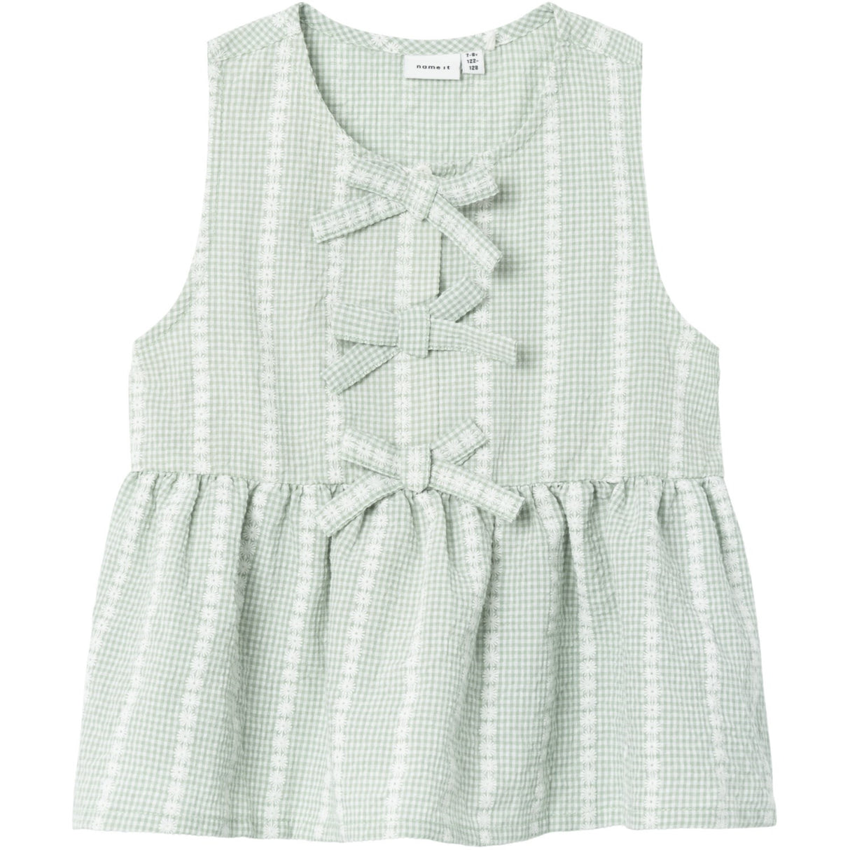 Name It Silt Green Hicheck Blouse