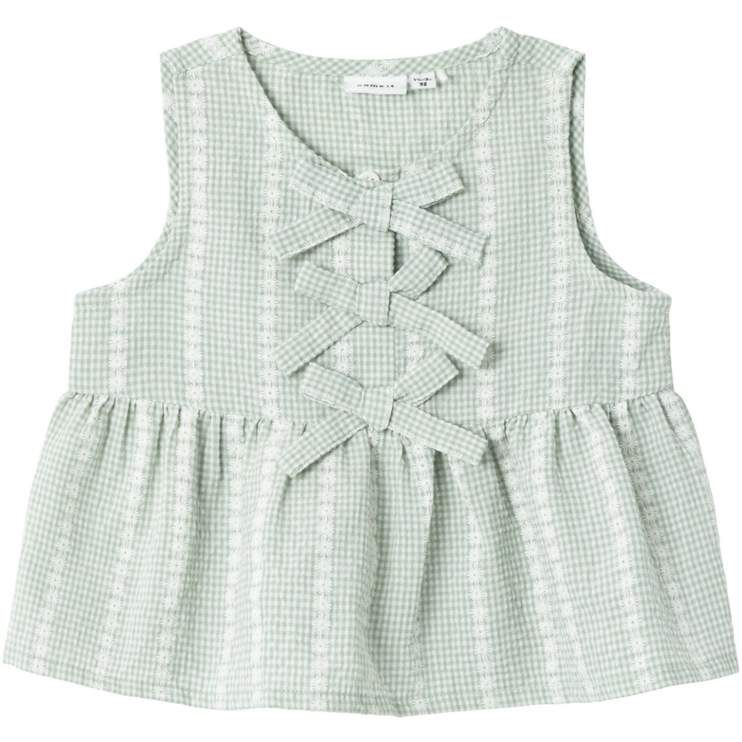 Name It Silt Green Hicheck Blouse