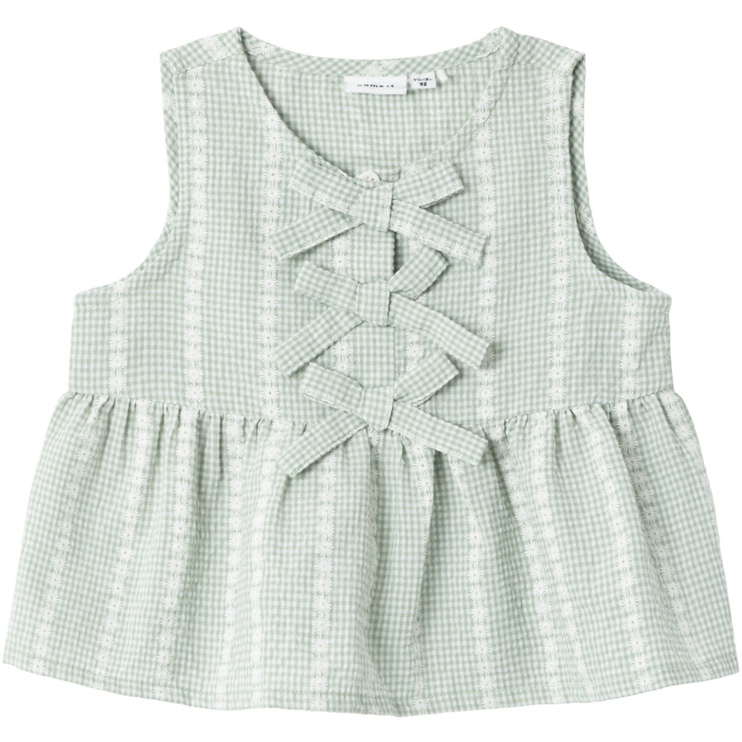 Name It Silt Green Hicheck Blouse