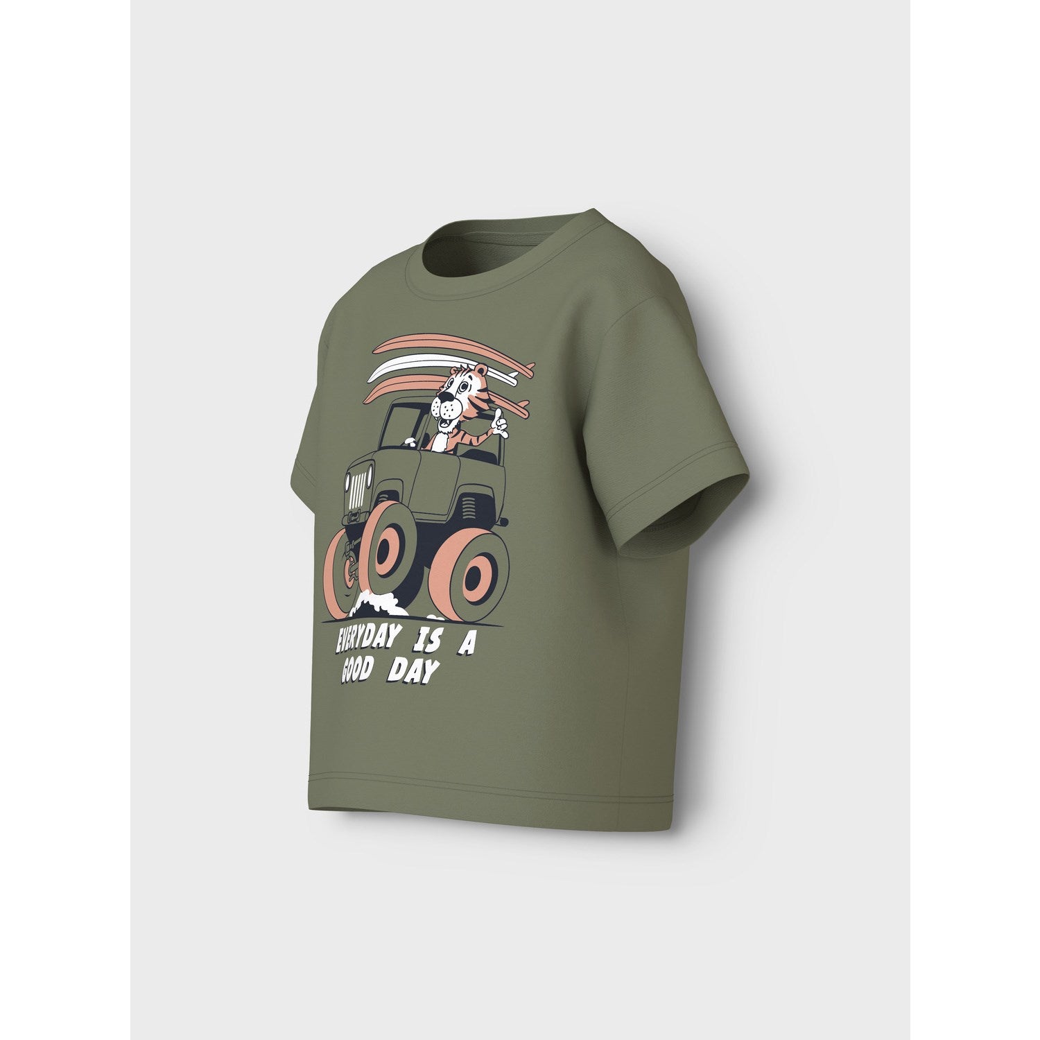 Name It Oil Green Everyday Is A Good Day Vagno Loose T-Shirt