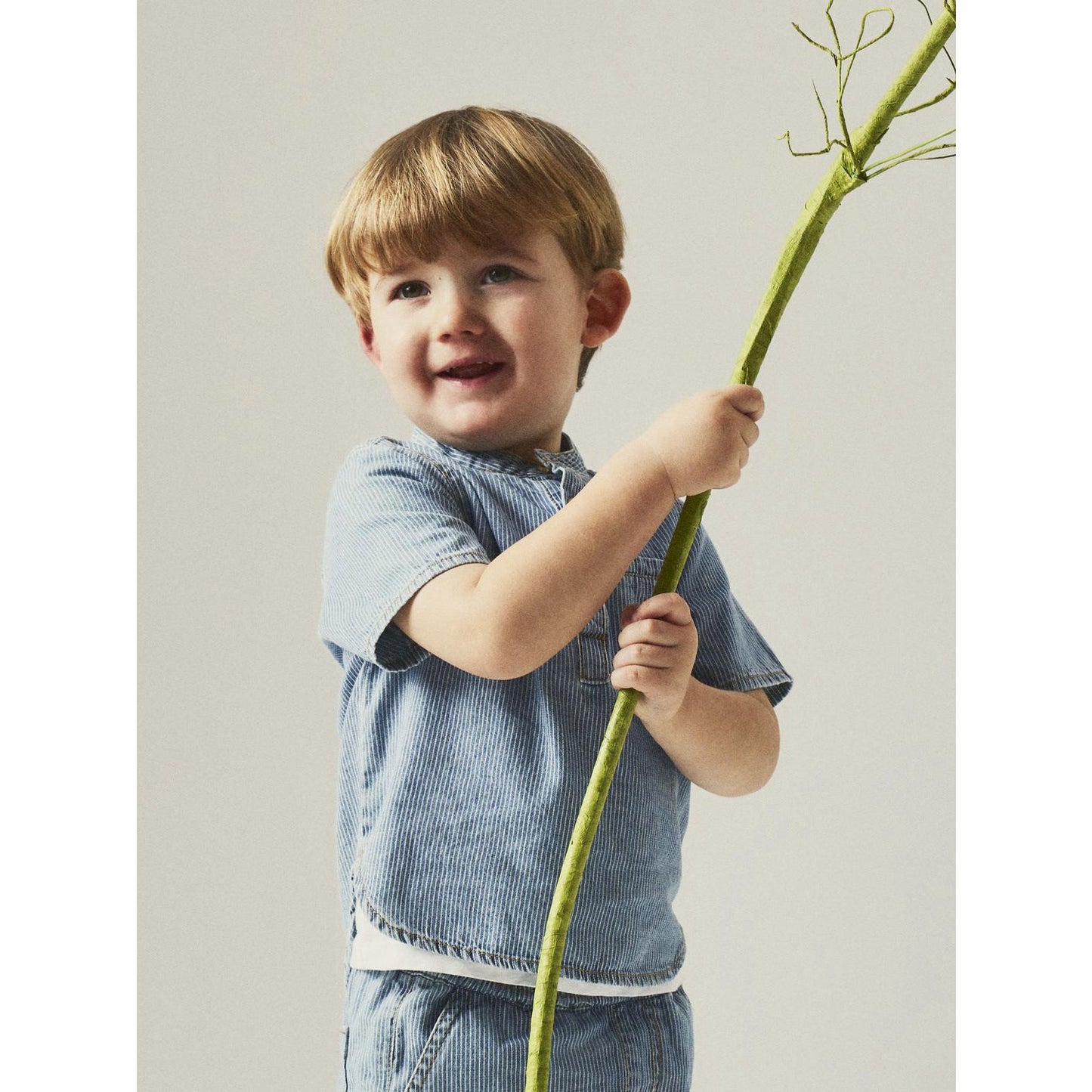 Name It Light Blue Denim White Stripe Denim Shirt