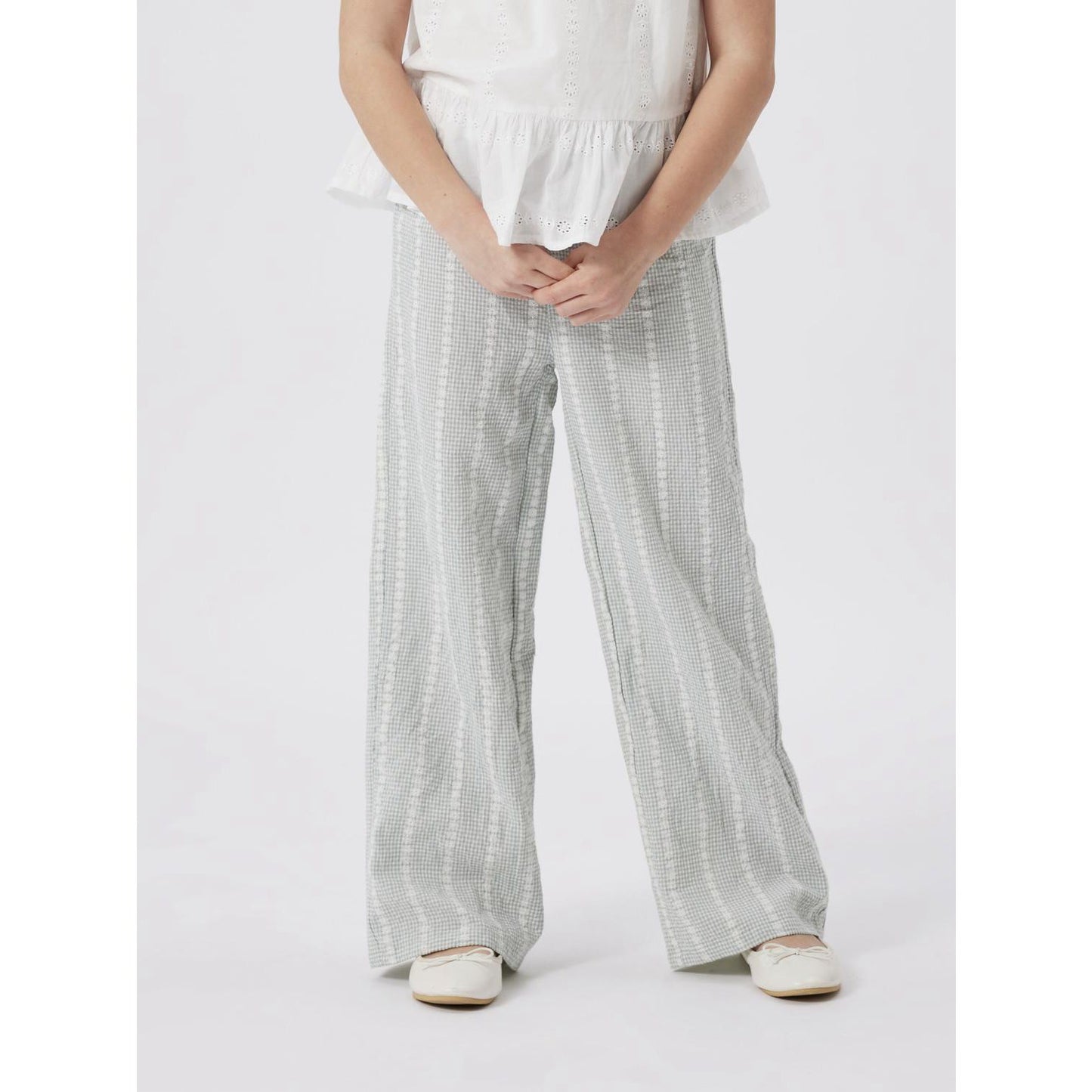 Name It Silt Green Hicheck Wide Pants